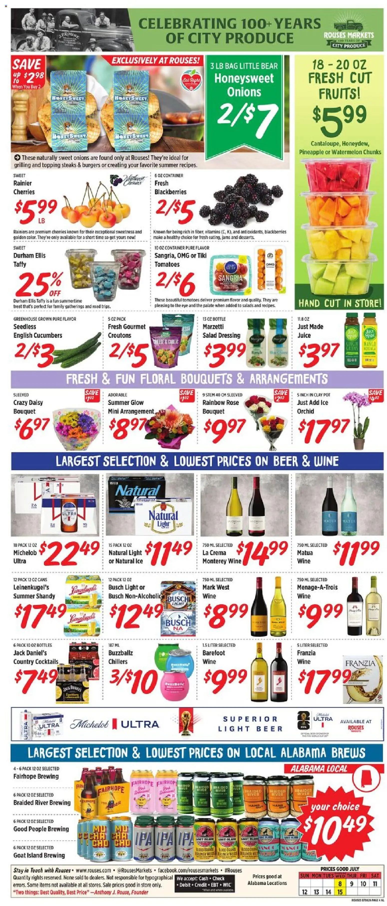 Rouses Weekly Ad - valid from 07/08/2026 | Page: 6 | Products: Juice, Salad, Fruits, Garlic