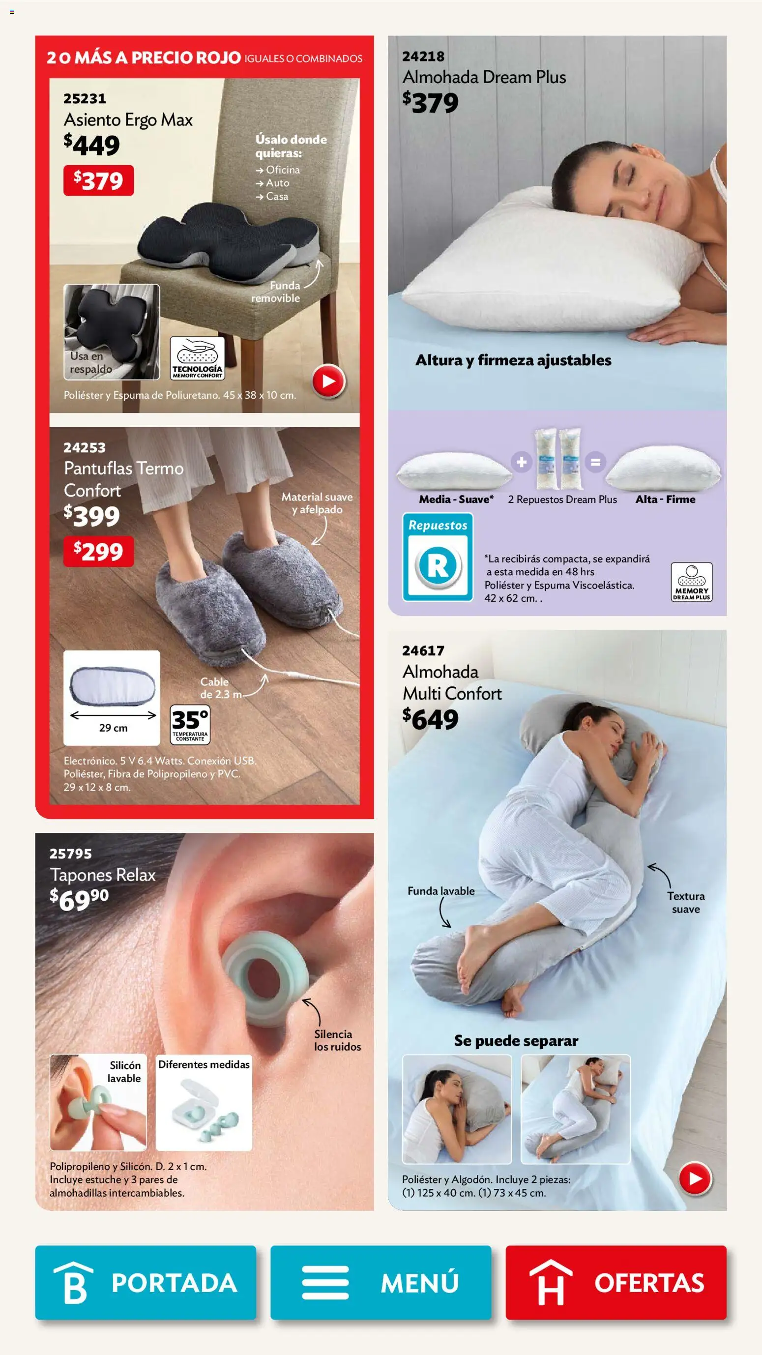 Nuevas ofertas de Betterware válidas en toda la República Mexicana desde el 02/02/2026. ¡Encuentra las mejores ofertas en Betterware campaña 2 2026! | Página: 82 | Productos: Pantuflas, Espuma, Funda, Almohada