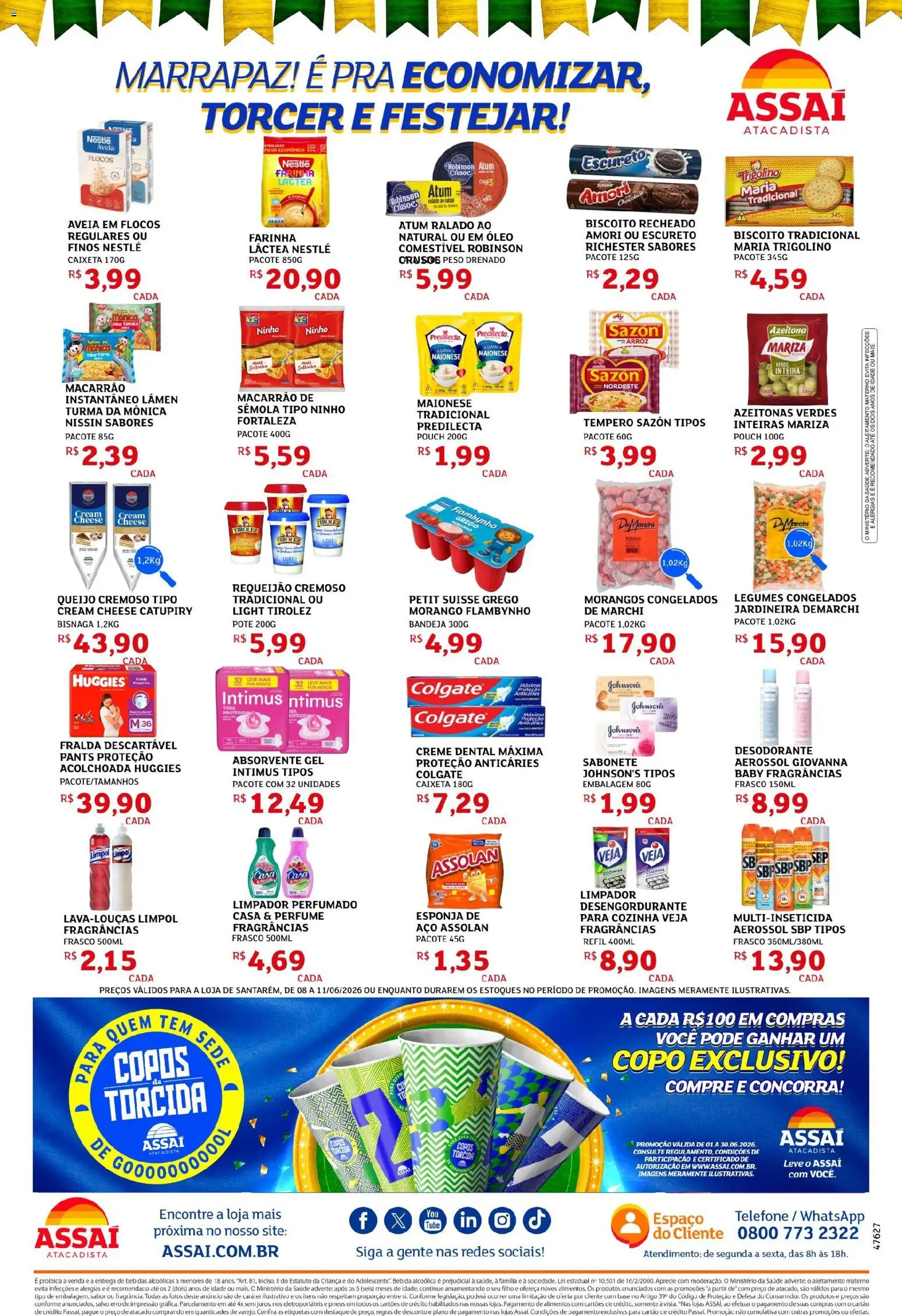 Assaí Atacadista Folheto - válido de 08.06.2026 | Página: 2 | Produtos: Óleo, Cream cheese, Bandeja, Copos