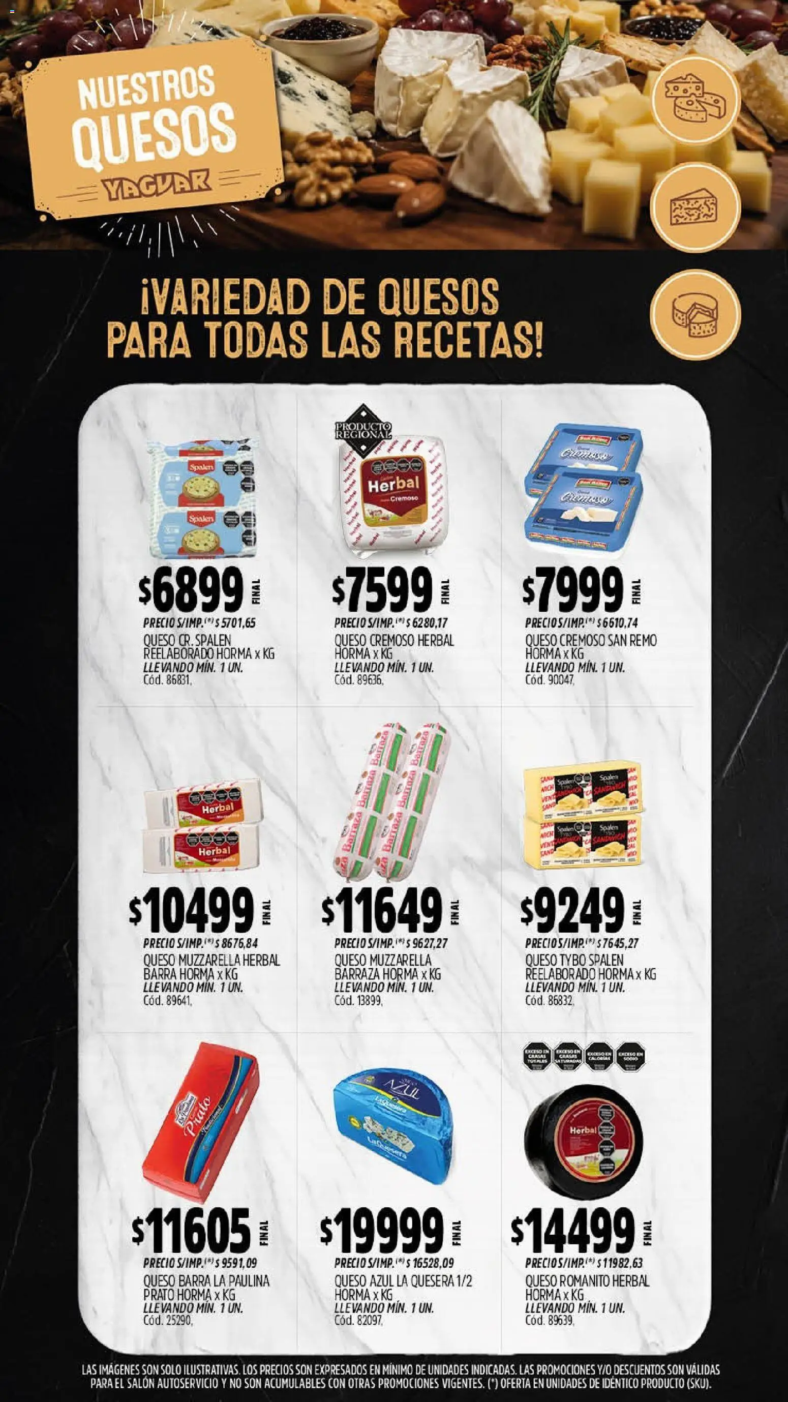 Yaguar - Oferta Semanal San Juan │ válido desde el 14/09/2026 | Página: 7 | Productos: Queso azul, Muzzarella, Queso