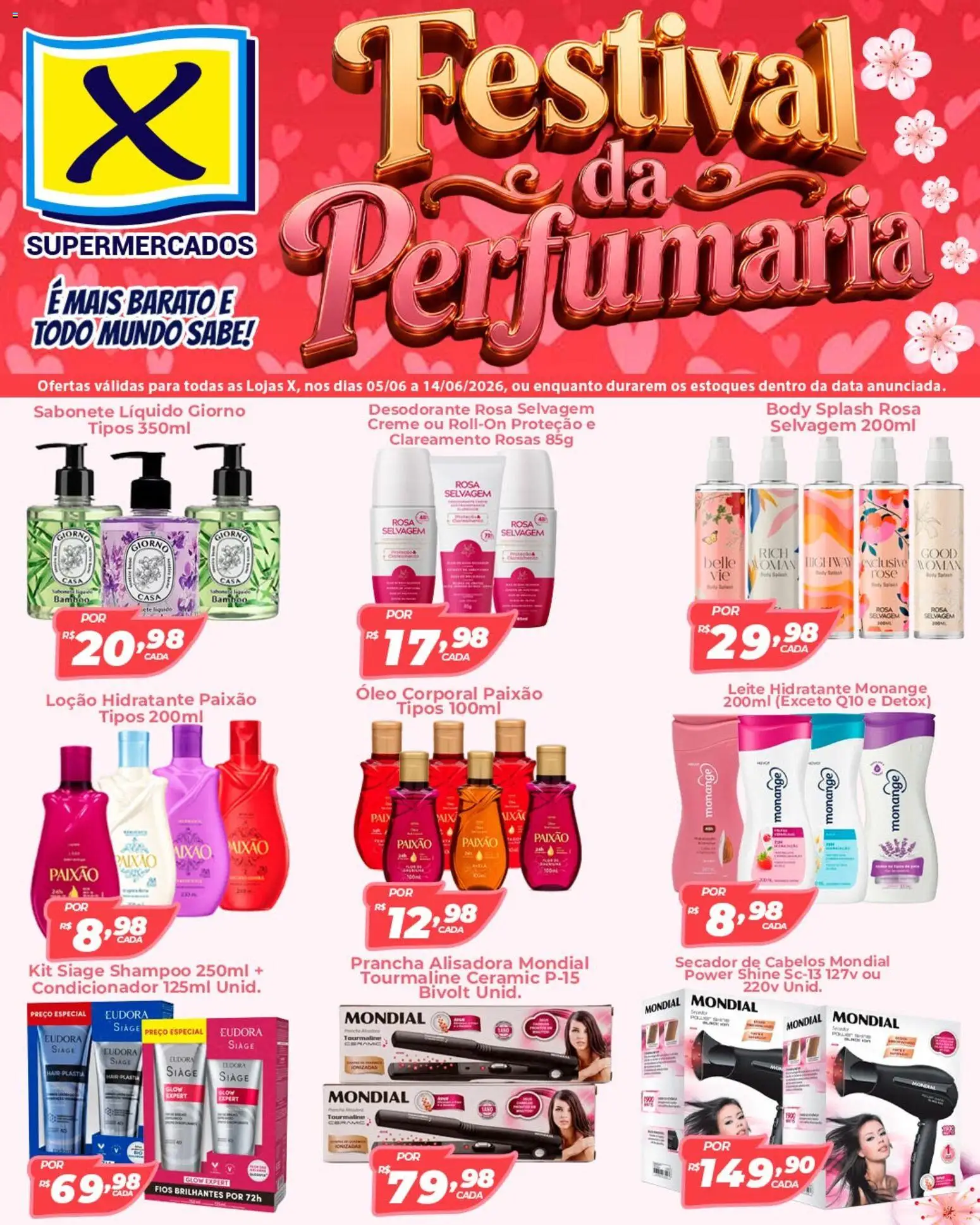 X Supermercados Folheto - válido de 05.06.2026 | Página: 1 | Produtos: Shampoo, Leite, Óleo, Sabonete líquido