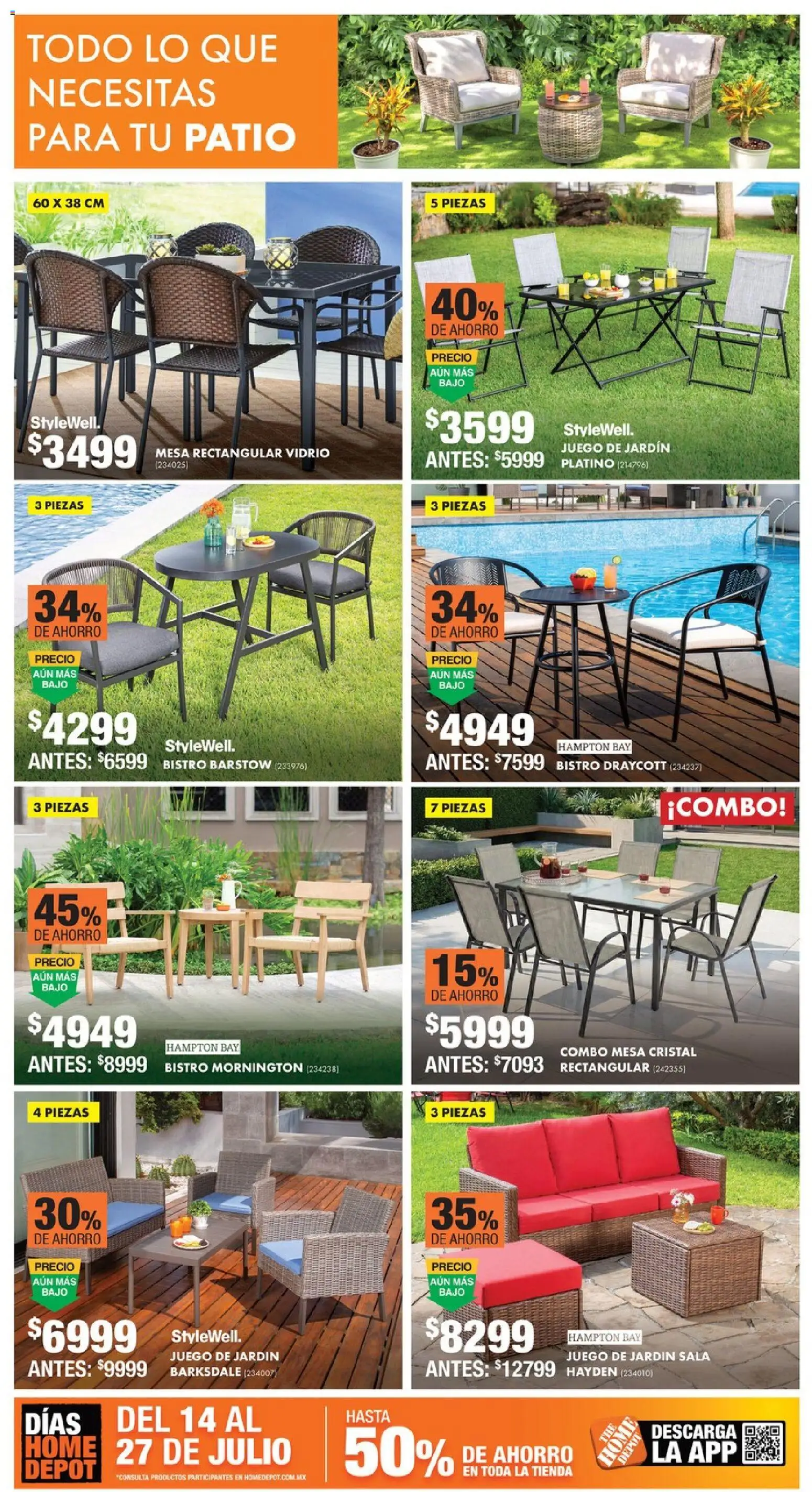 Nuevas ofertas de Home Depot válidas en toda la República Mexicana desde el 14/07/2026. ¡Encuentra las mejores ofertas en Home Depot catálogo! | Página: 10 | Productos: Juego, Mesa