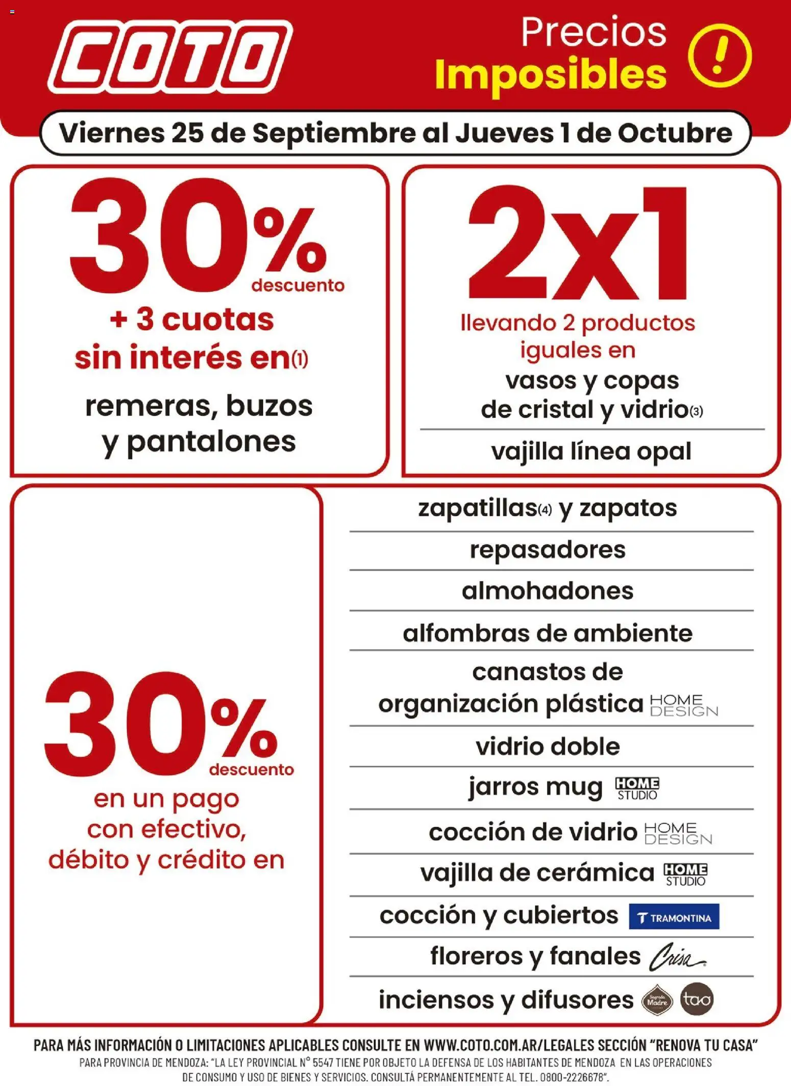 Coto - Renova Clases │ válido desde el 25/09/2026 | Página: 1 | Productos: Zapatos, Vajilla, Pantalones, Zapatillas
