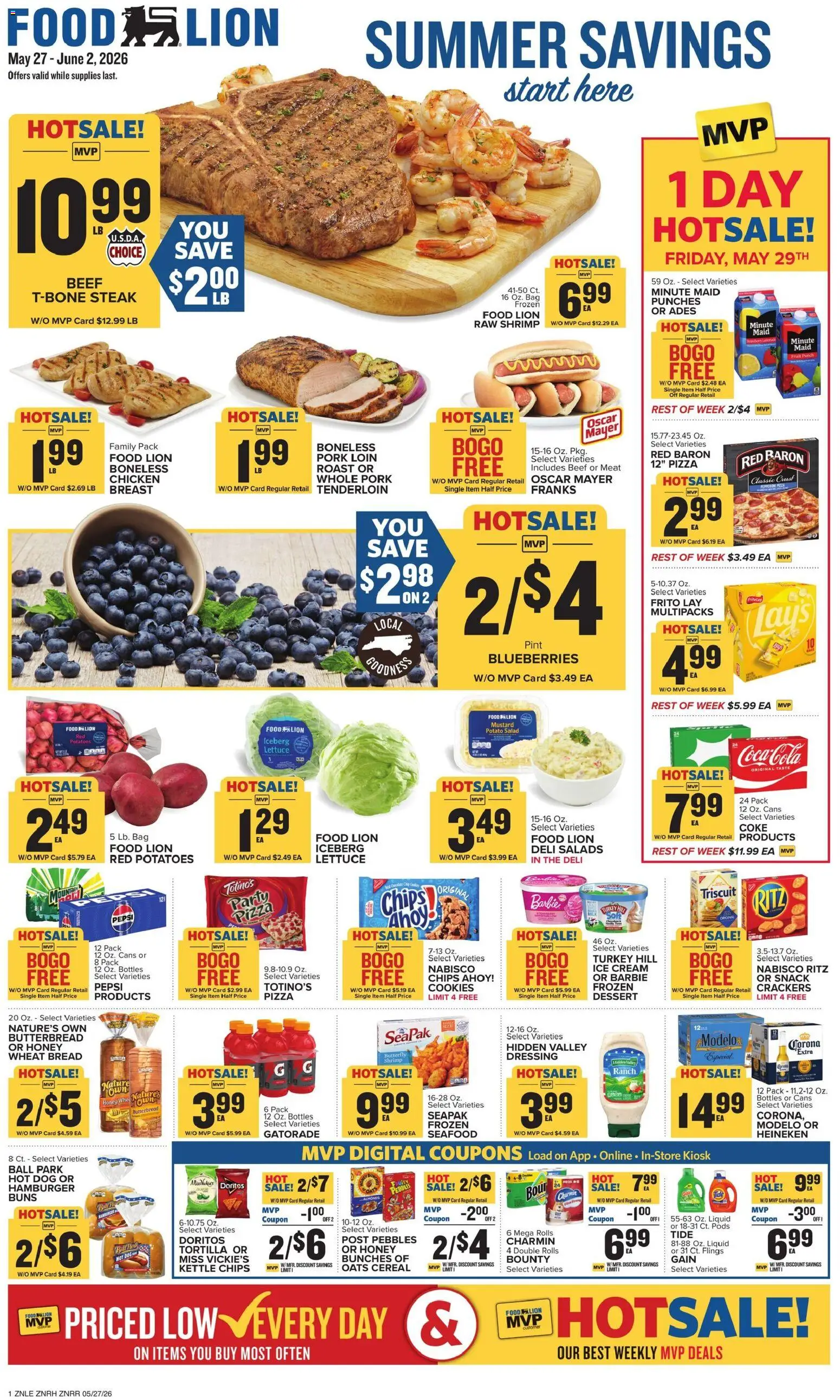 Food Lion Weekly Ad - valid from 27.05.2026 | Page: 1 | Products: Pork, Chips, Cookies, Salad