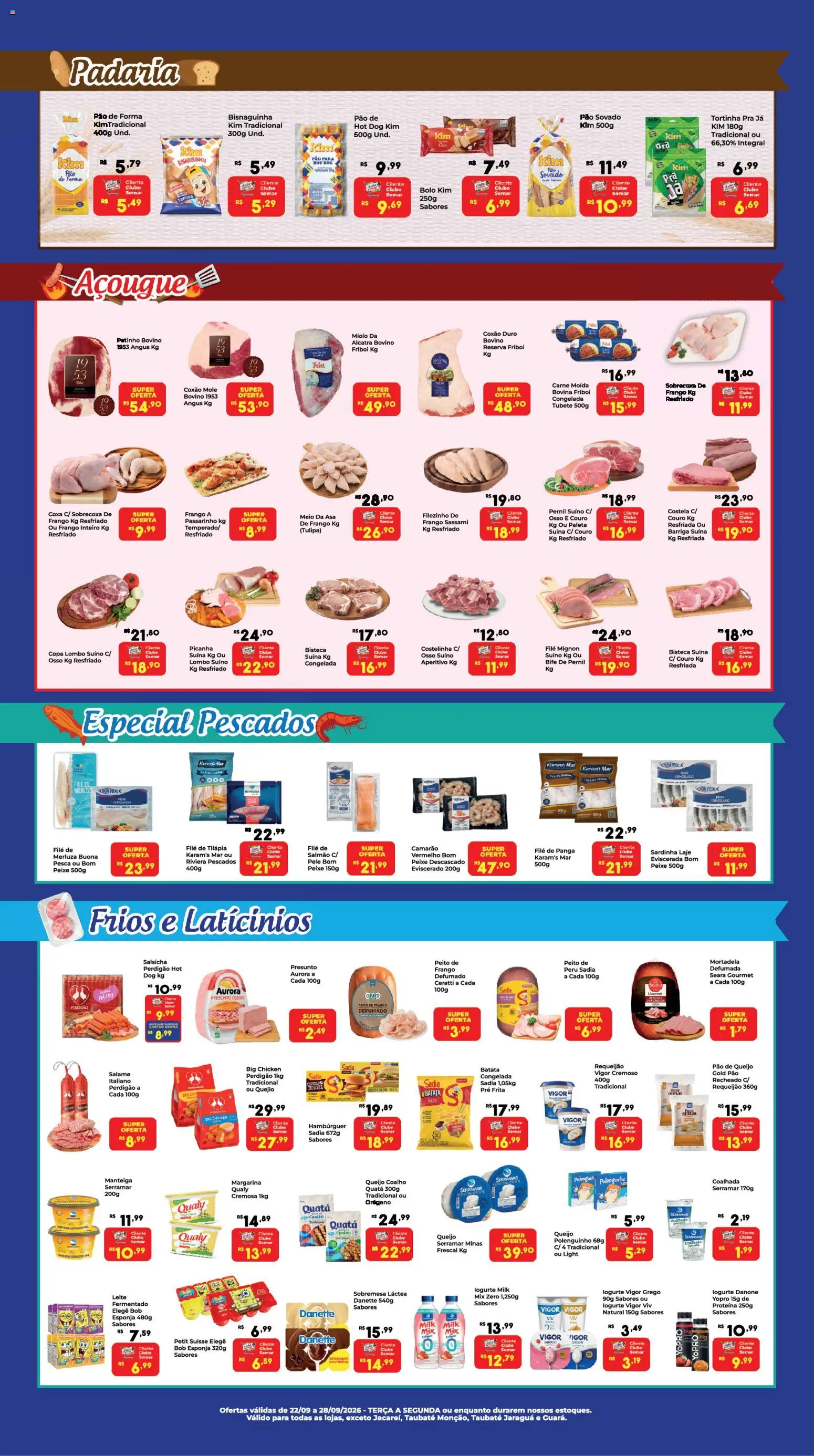 Semar Supermercado Folheto - válido de 22/09/2026 | Página: 3 | Produtos: Sobrecoxa de frango, Batata, Frango, Requeijão