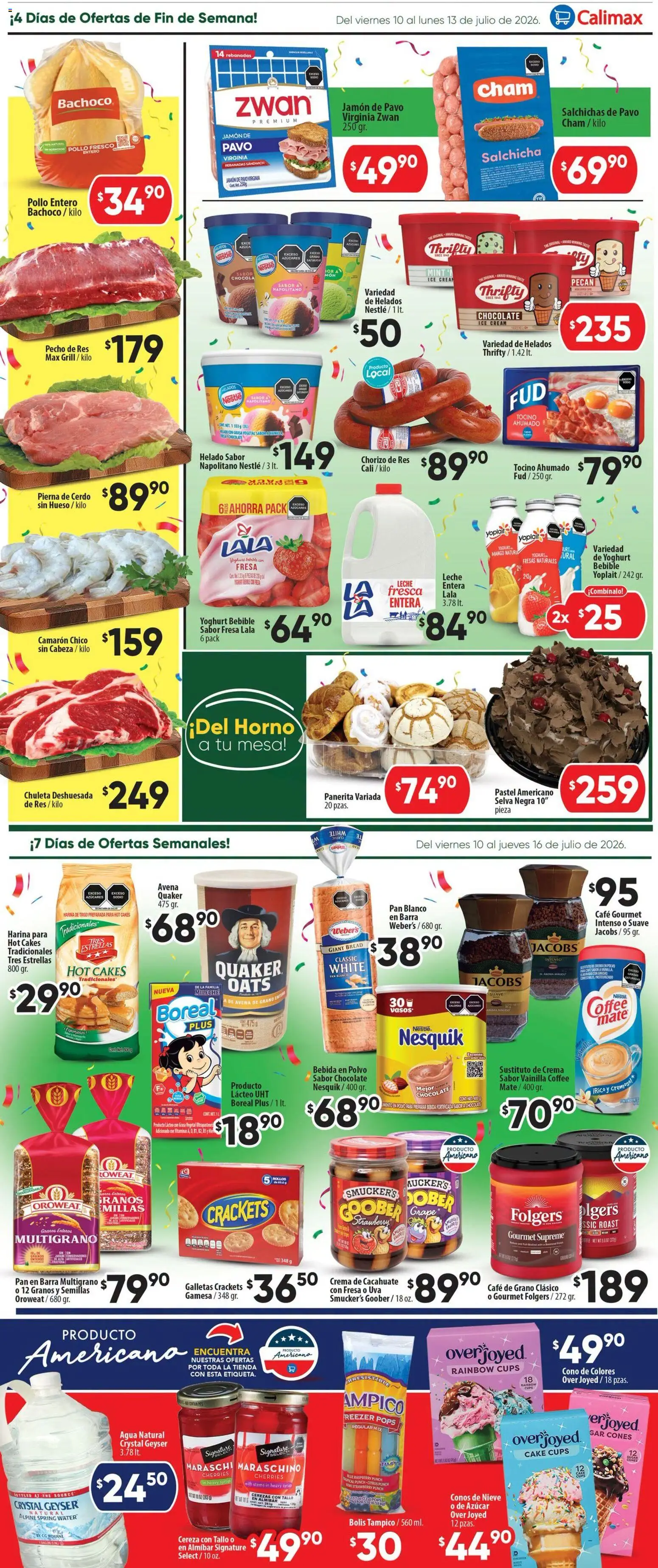 Nuevas ofertas de Calimax válidas en toda la República Mexicana desde el 10/07/2026. ¡Encuentra las mejores ofertas en Calimax folleto Tecate! | Página: 2 | Productos: Mango, Pastel, Cerezas, Polvo