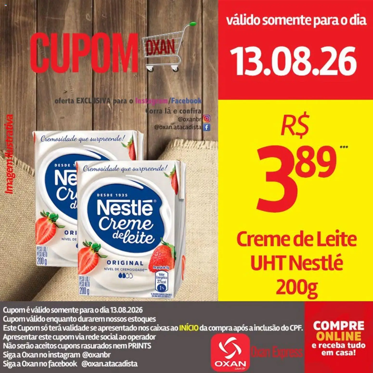 Oxan Atacadista Folheto - válido de 13/08/2026 | Página: 20 | Produtos: Leite, Creme, Creme de leite