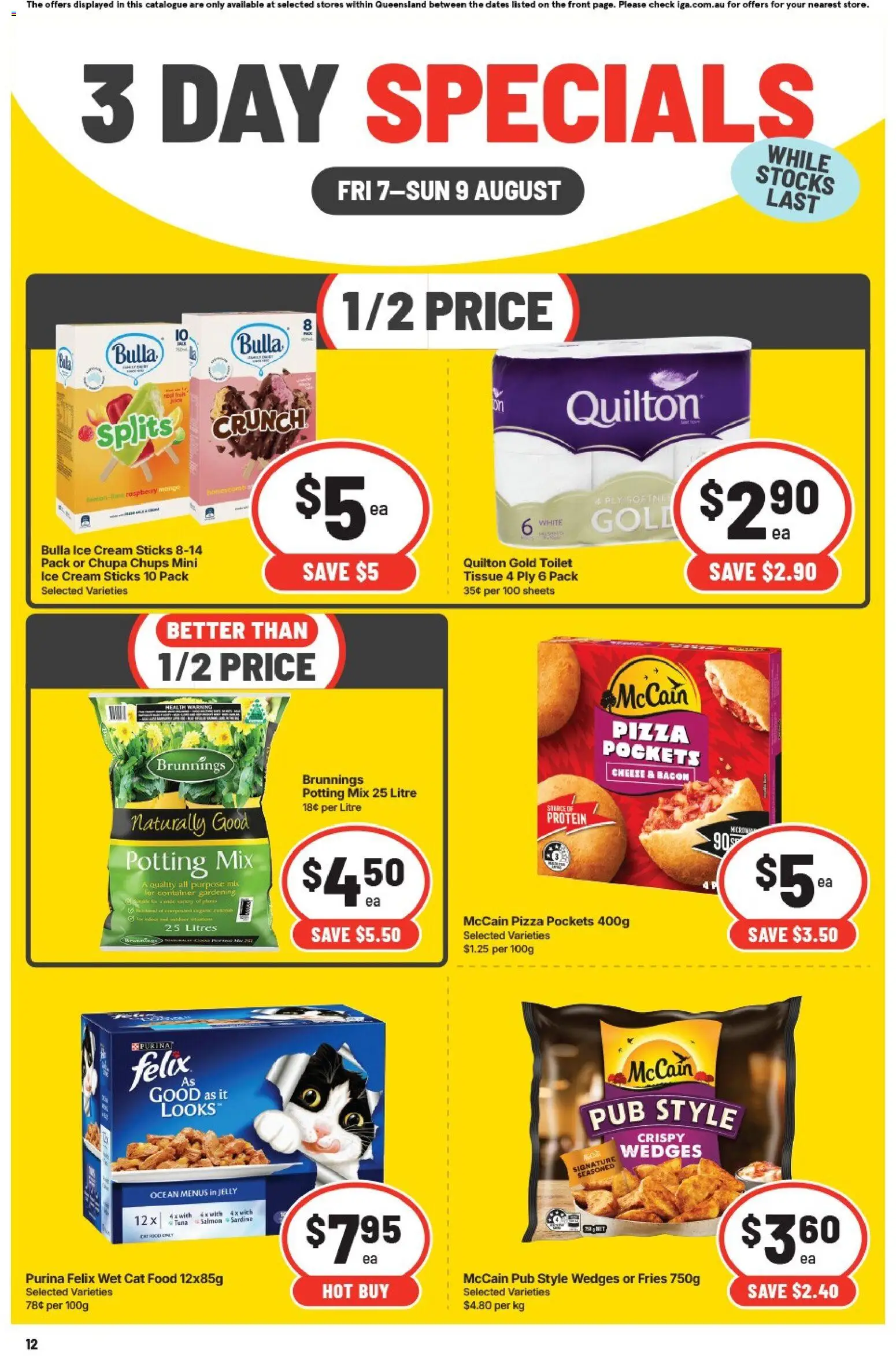 IGA catalogue - valid from 07/08/2026 | Page: 4 | Products: Bacon, Pizza, Cream, Ice cream