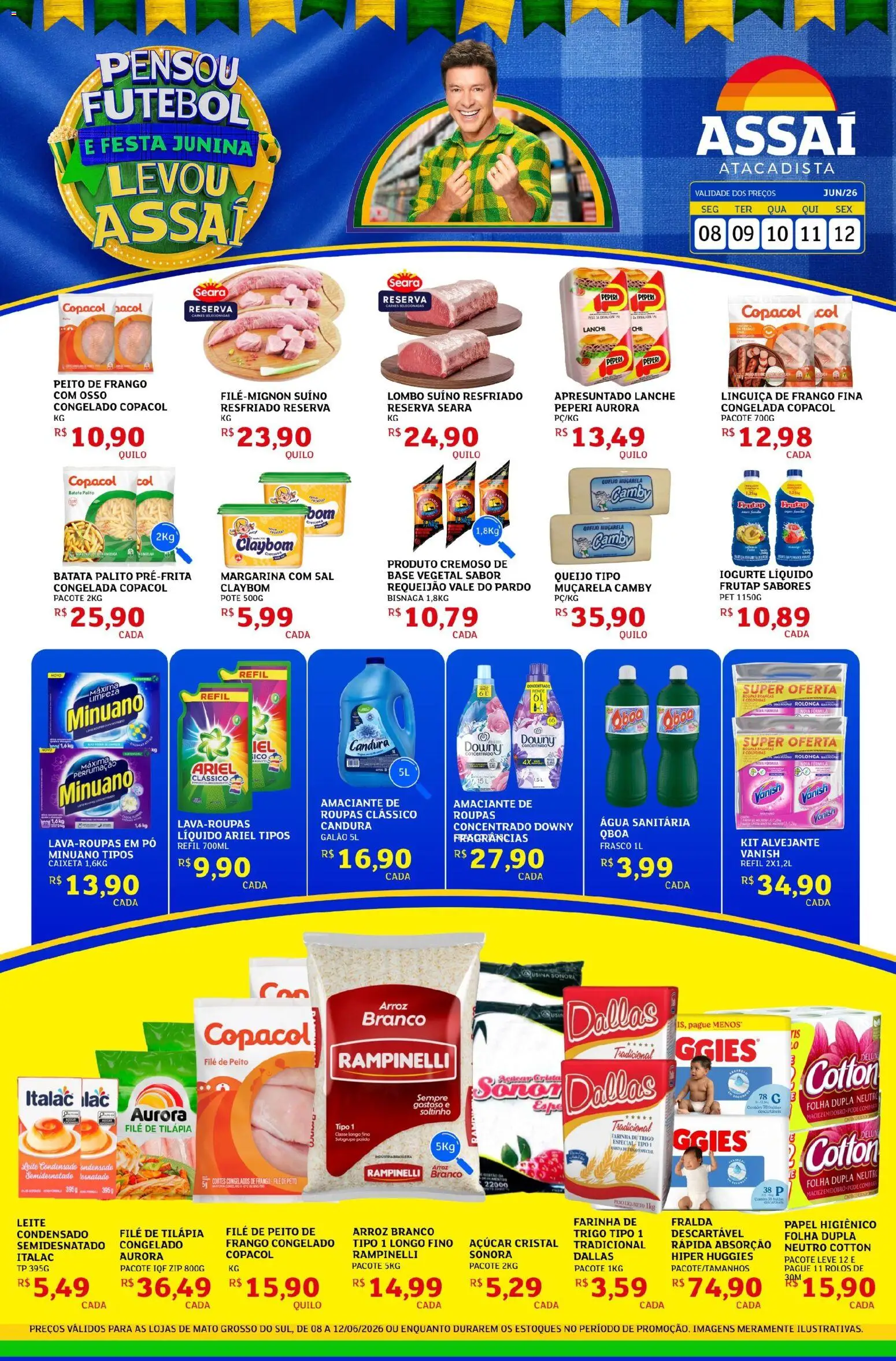 Assaí Atacadista Folheto - válido de 08.06.2026 | Página: 1 | Produtos: Roupas, Frango, Amaciante, Peito de frango
