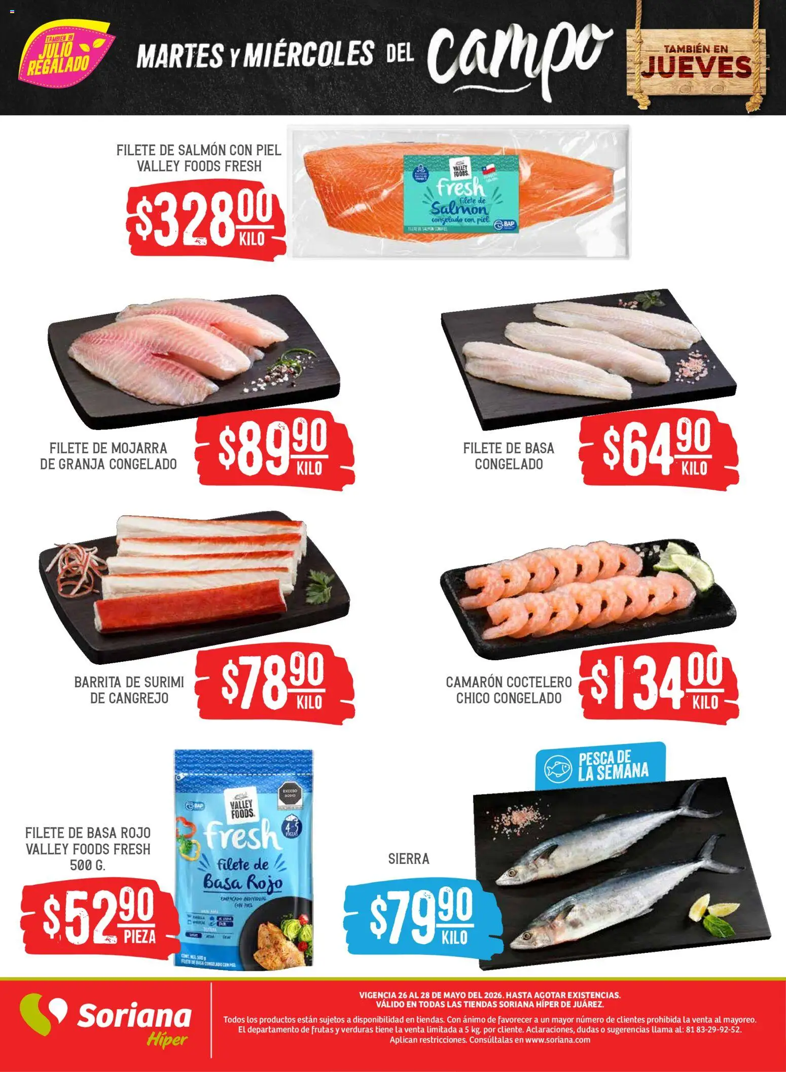Nuevas ofertas de Soriana válidas en toda la República Mexicana desde el 26.05.2026. ¡Encuentra las mejores ofertas en Soriana Martes y Miércoles del Campo Híper: Juárez! | Página: 5 | Productos: Sierra
