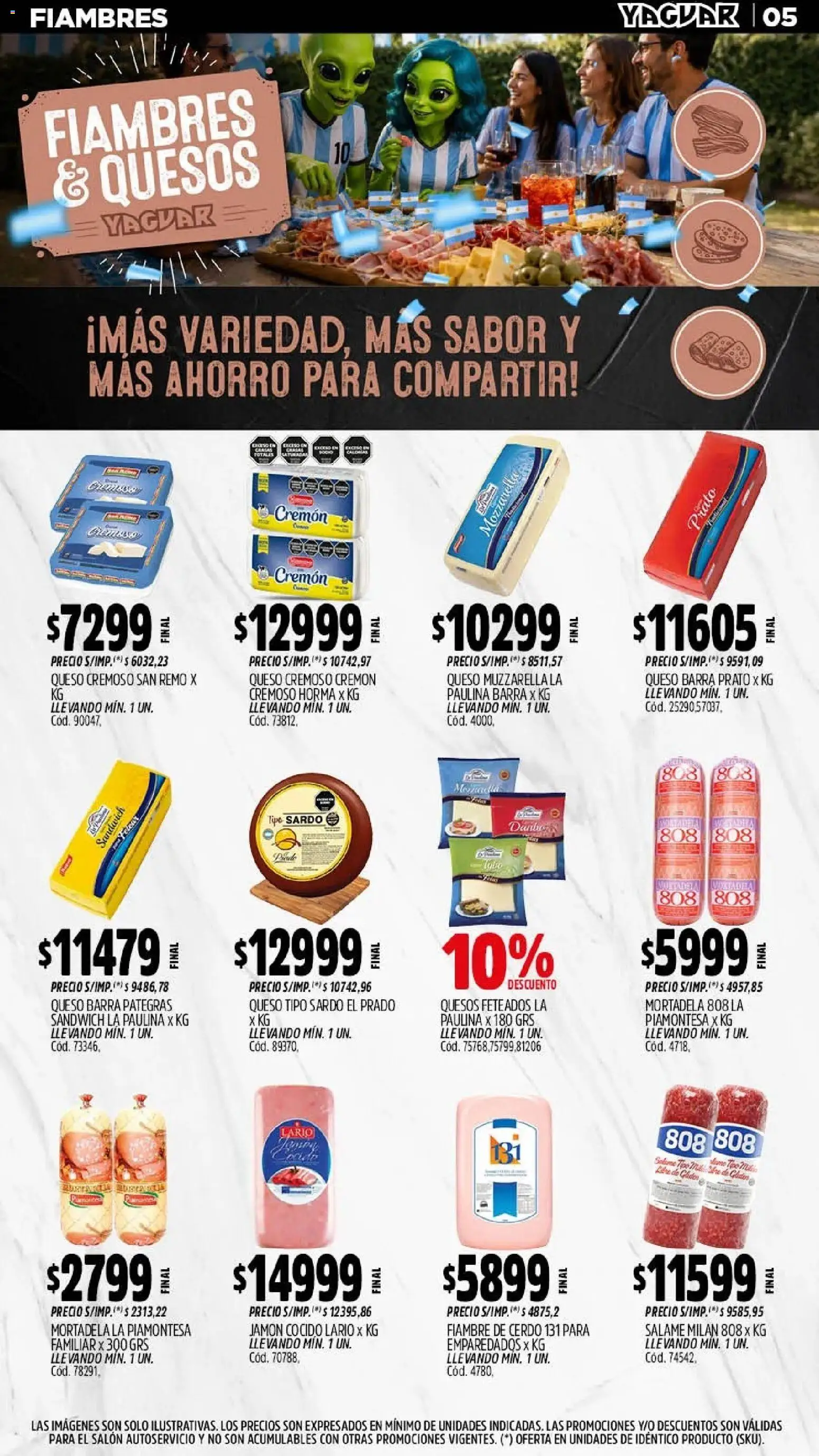 Yaguar - Oferta Semanal Chaco │ válido desde el 06/07/2026 | Página: 6 | Productos: Mortadela, Queso, Jamón, Salame