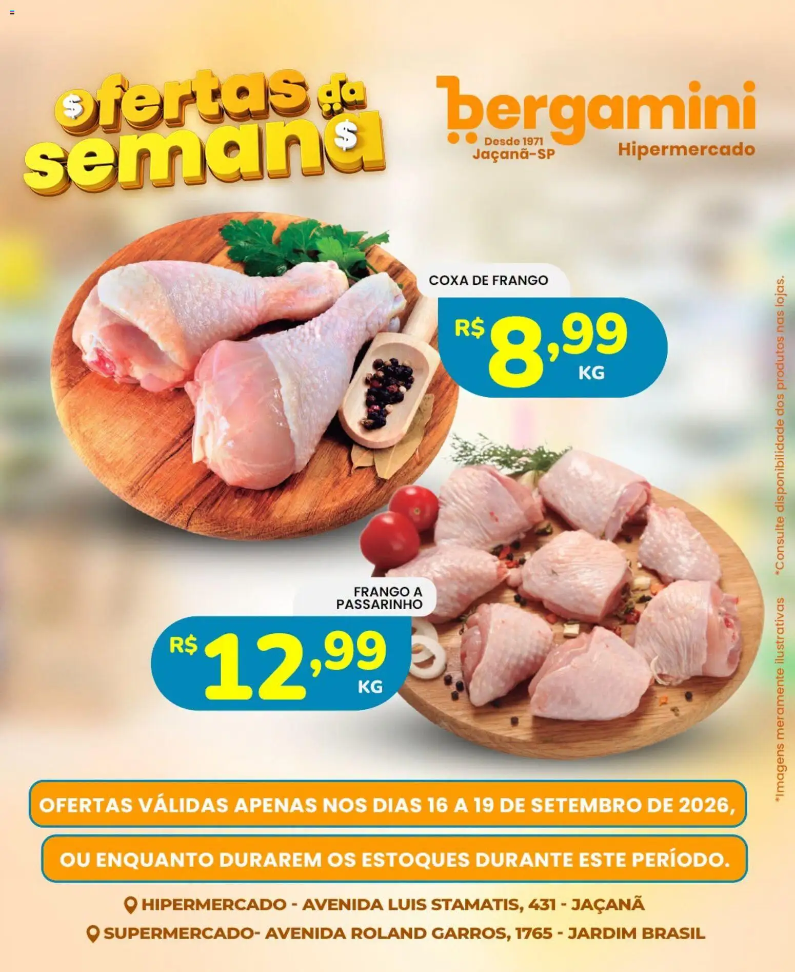 Supermercado Bergamini Folheto - válido de 16/09/2026 | Página: 4 | Produtos: Coxa de frango, Frango