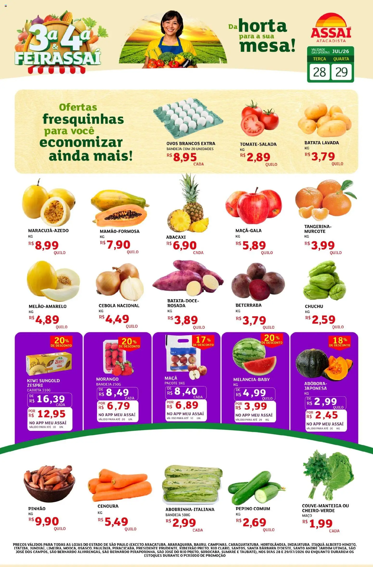 Assaí Atacadista Folheto - válido de 28/07/2026 | Página: 1 | Produtos: Abóbora, Cenoura, Bandeja, Batata