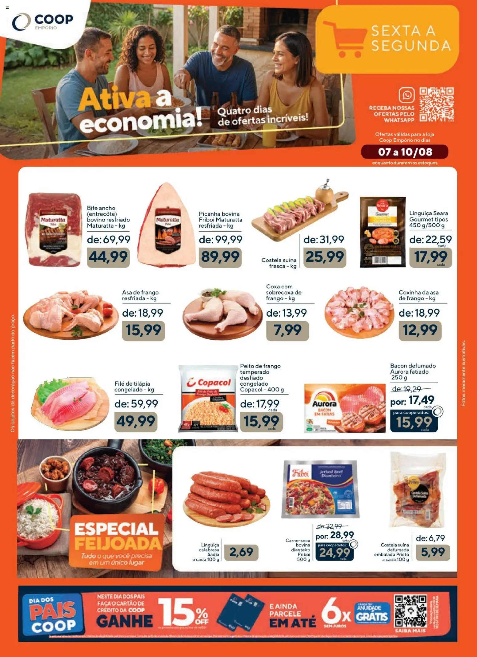 Coop Folheto - válido de 07/08/2026 | Página: 1 | Produtos: Linguiça, Faca, Frango, Filé de tilápia