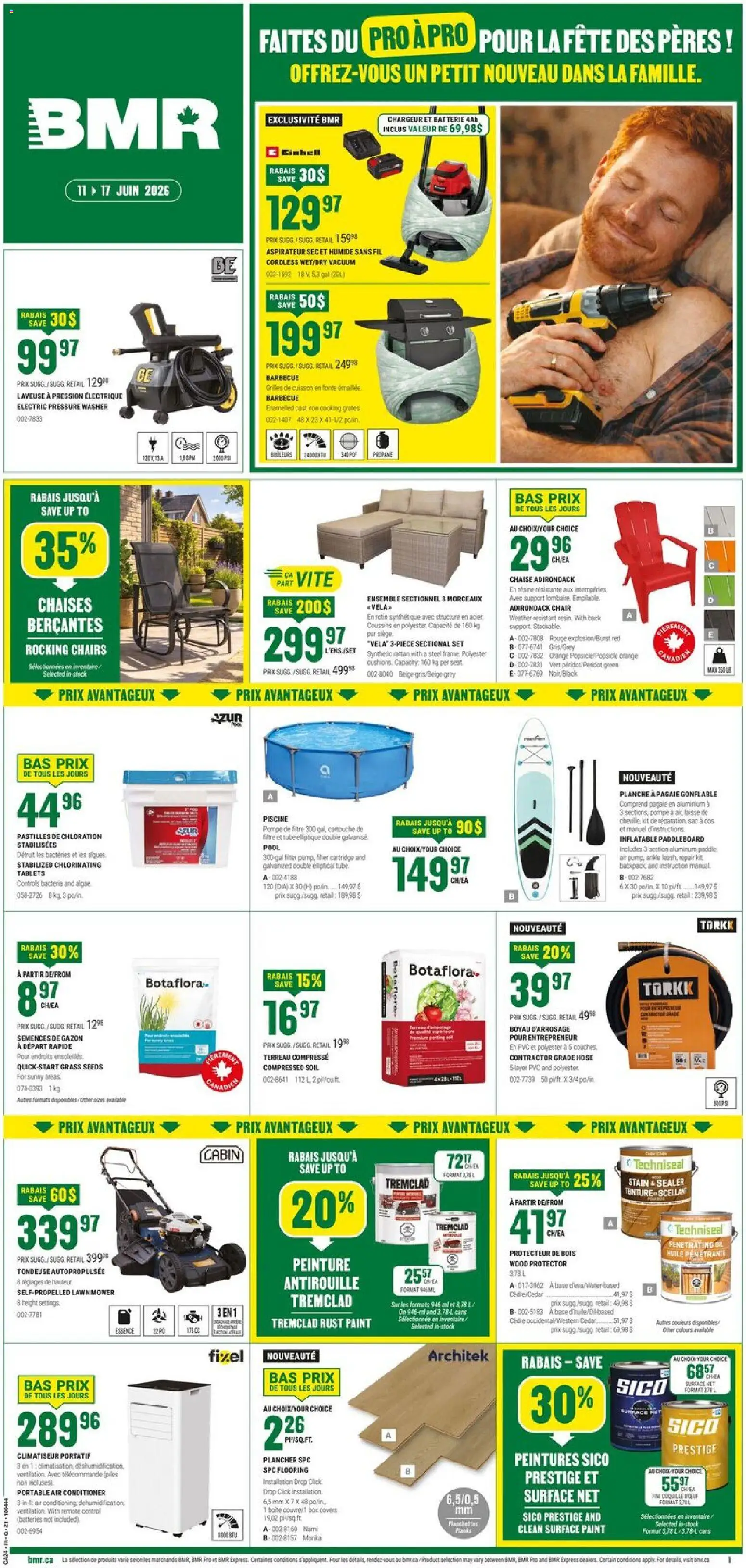 BMR flyer valid from 11.06.2026 | Page: 1 | Products: Mower, Conditioner, Chair, Box