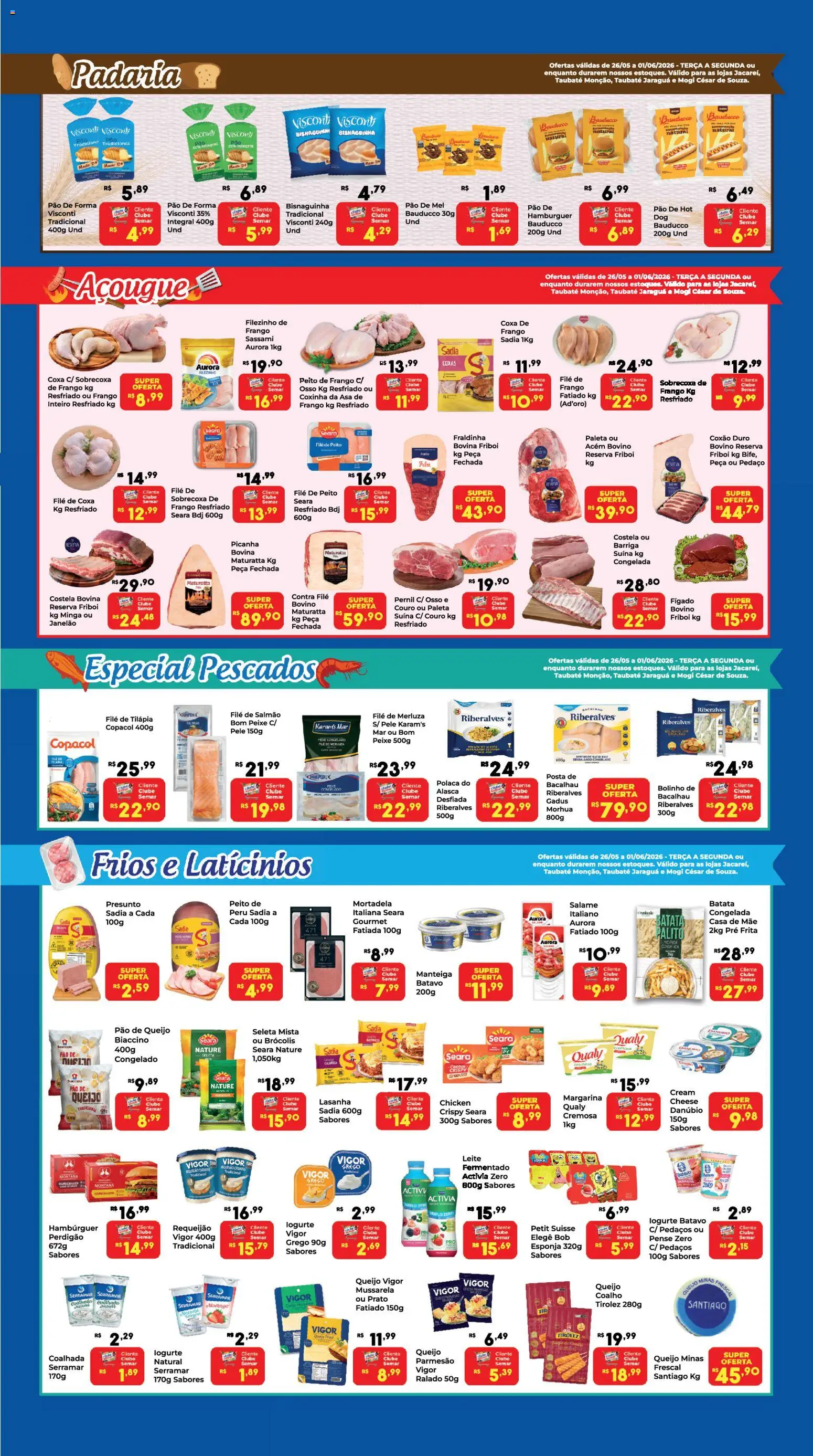 Semar Supermercado Folheto - válido de 26.05.2026 | Página: 3 | Produtos: Pernil, Manteiga, Pão, Lasanha