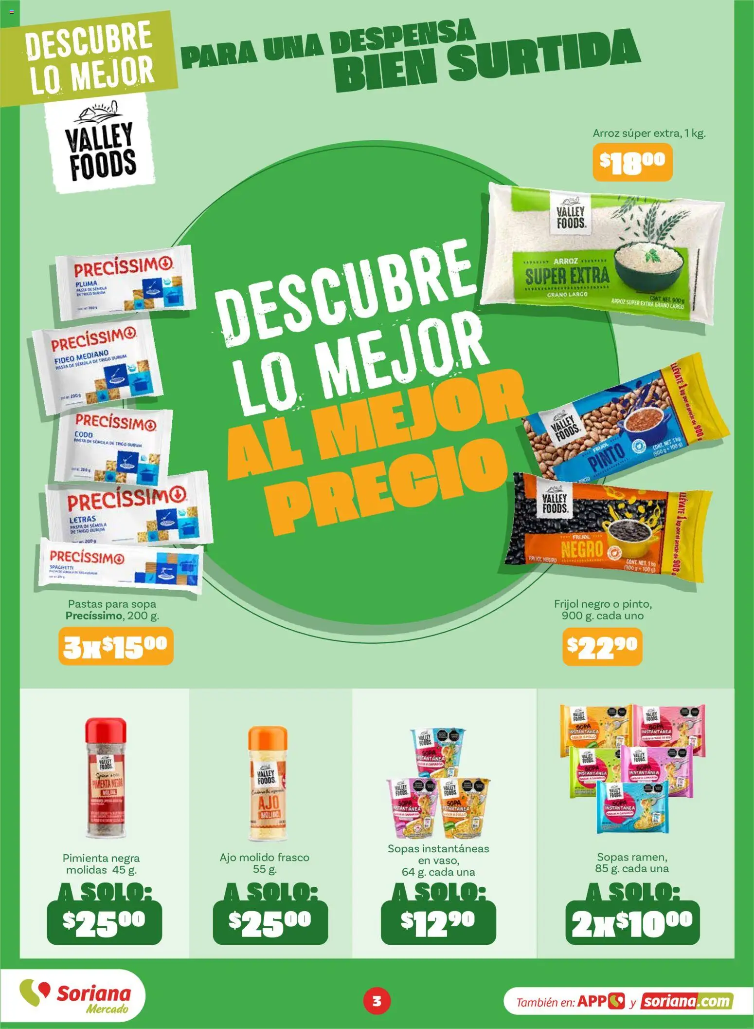 Nuevas ofertas de Soriana válidas en toda la República Mexicana desde el 01/09/2026. ¡Encuentra las mejores ofertas en Soriana Descubre lo mejor al mejor precio Mercado Nacional! | Página: 3 | Productos: Pimienta, Pasta, Sémola, Despensa