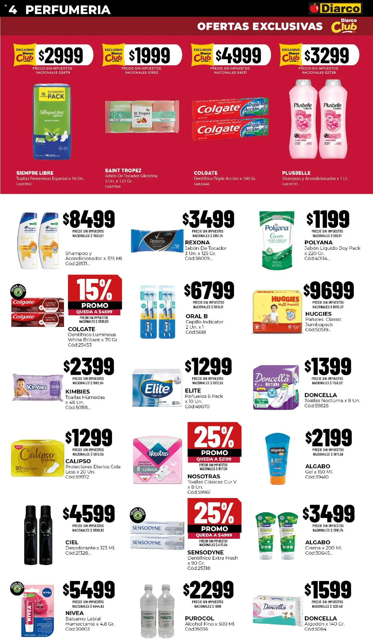 Diarco - Ofertas en Centro del País (Pueblo) │ válido desde el 14/09/2026 | Página: 4 | Productos: Toallas, Shampoo, Acondicionador, Crema