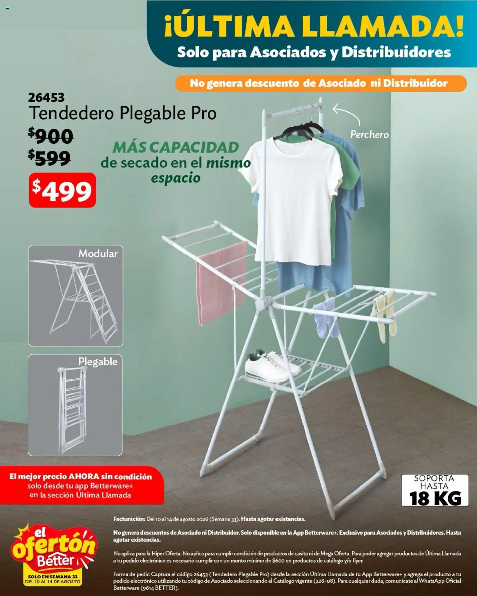 Nuevas ofertas de Betterware válidas en toda la República Mexicana desde el 10/08/2026. ¡Encuentra las mejores ofertas en Betterware catálogo El Ofertón! | Página: 11 | Productos: Modular, Tendedero, Perchero