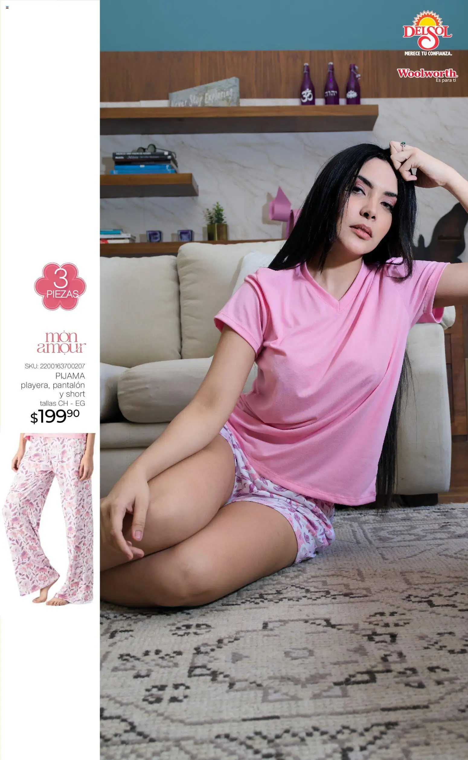 Nuevas ofertas de Del Sol y Woolworth válidas en toda la República Mexicana desde el 16.04.2026. ¡Encuentra las mejores ofertas en Del Sol y Woolworth katalog Moda Madres 2026! | Página: 21 | Productos: Pijama, Short