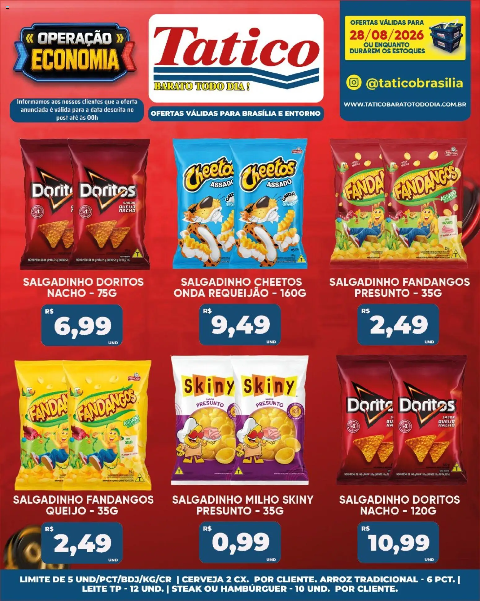Tatico Folheto - válido de 28/08/2026 | Página: 17 | Produtos: Leite, Queijo, Presunto, Cheetos