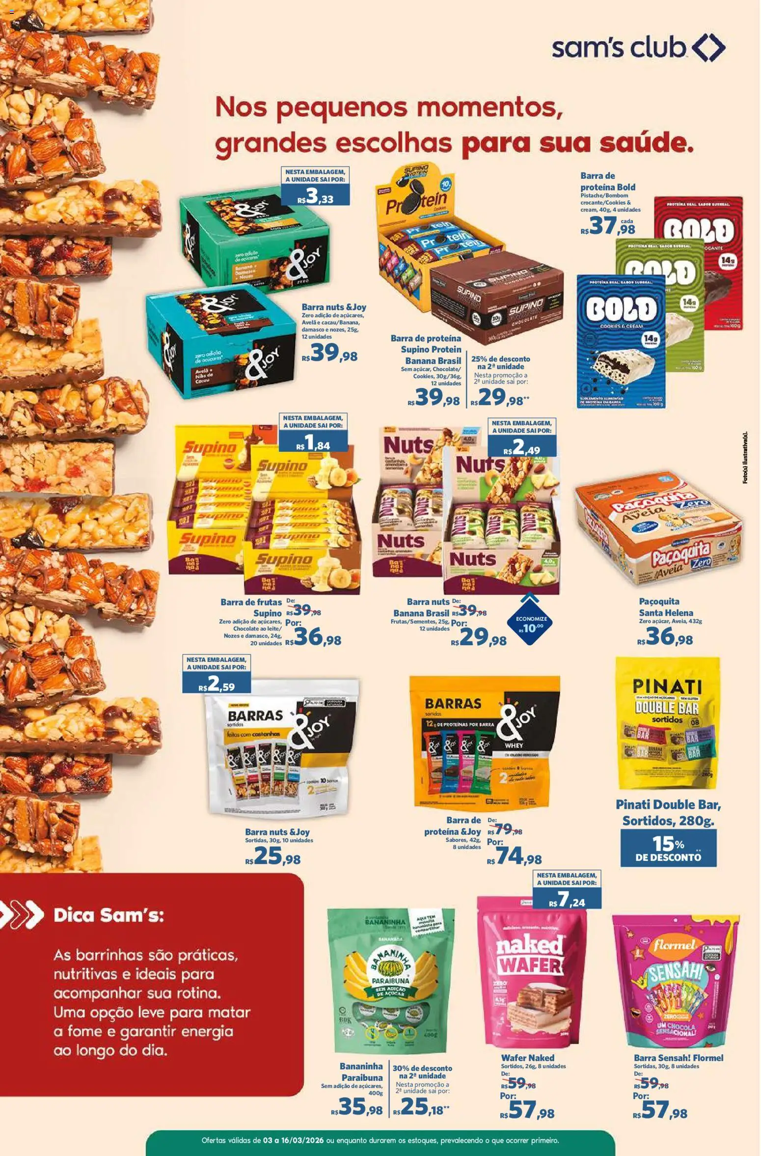 Sam's Club Folheto - válido de 03.03.2026 | Página: 3 | Produtos: Nozes, Barra de proteína, Cookies, Avelã