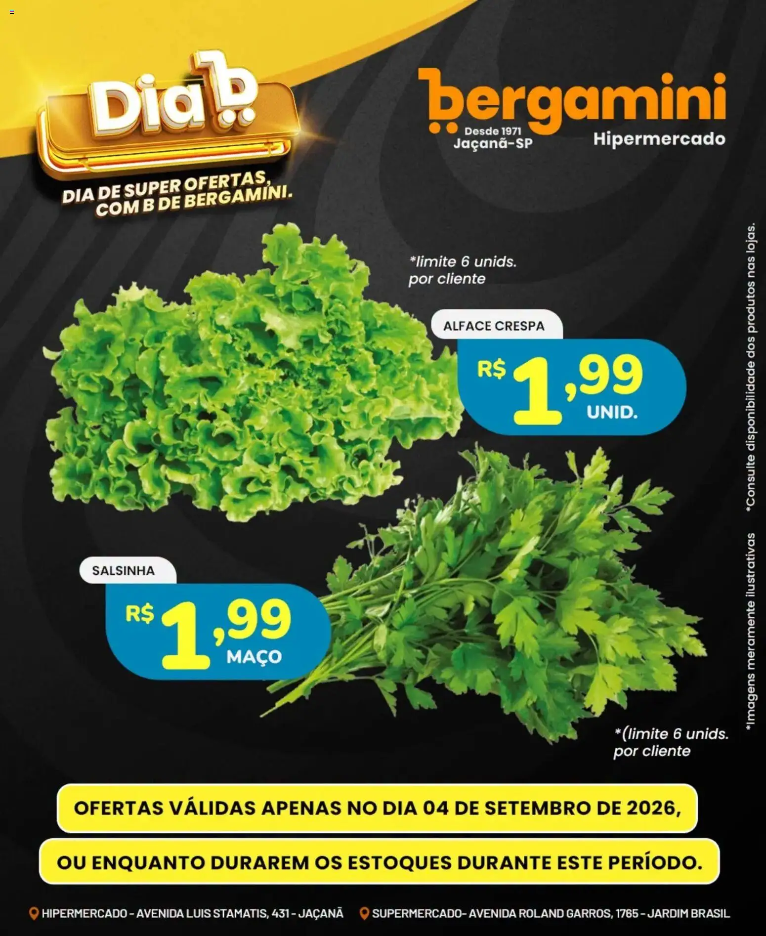 Supermercado Bergamini Folheto - válido de 04/09/2026 | Página: 4 | Produtos: Alface