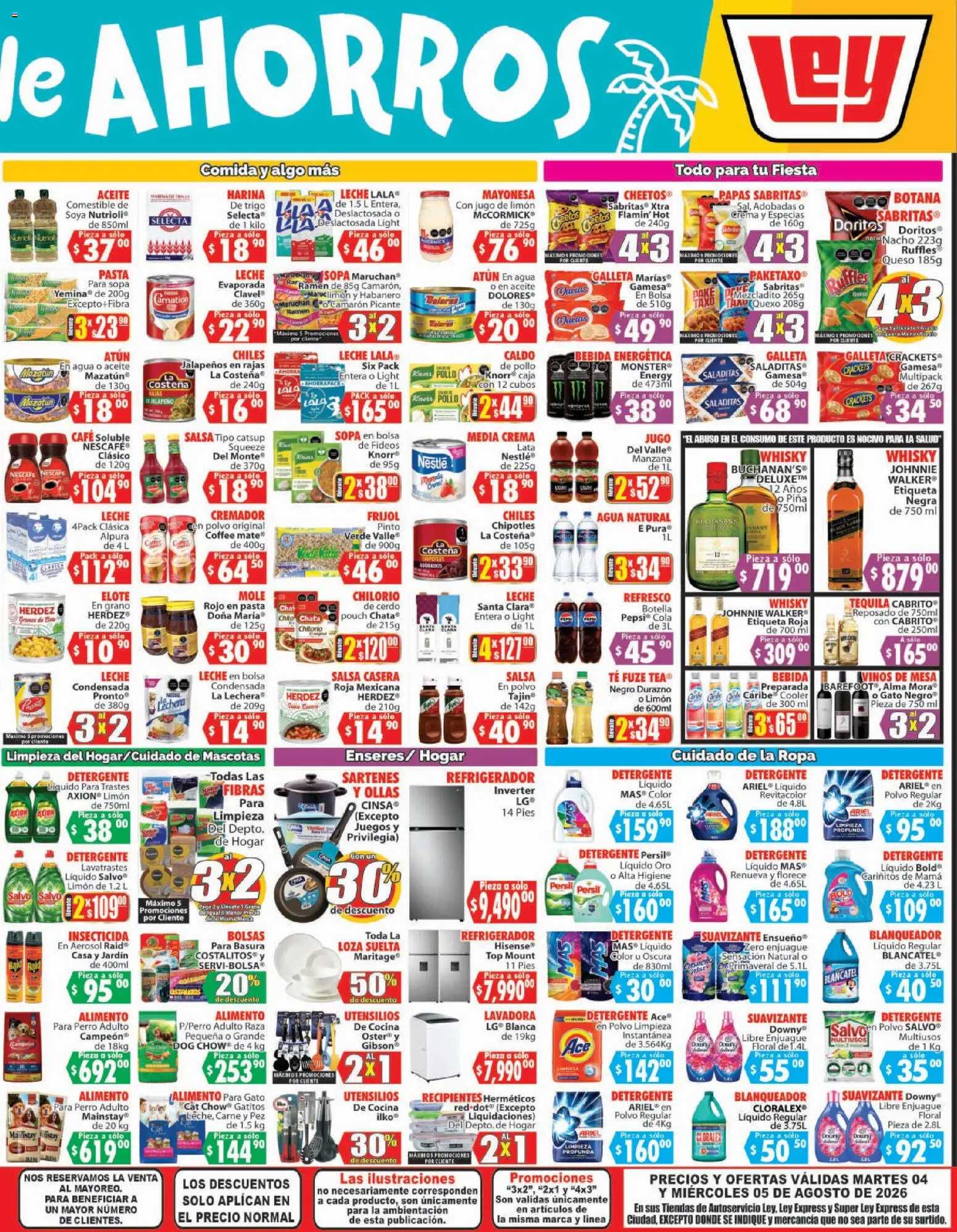 Nuevas ofertas de Casa Ley válidas en toda la República Mexicana desde el 04/08/2026. ¡Encuentra las mejores ofertas en Casa Ley folleto Autoservicio! | Página: 4 | Productos: Detergente, Queso, Cerdo, Mesa