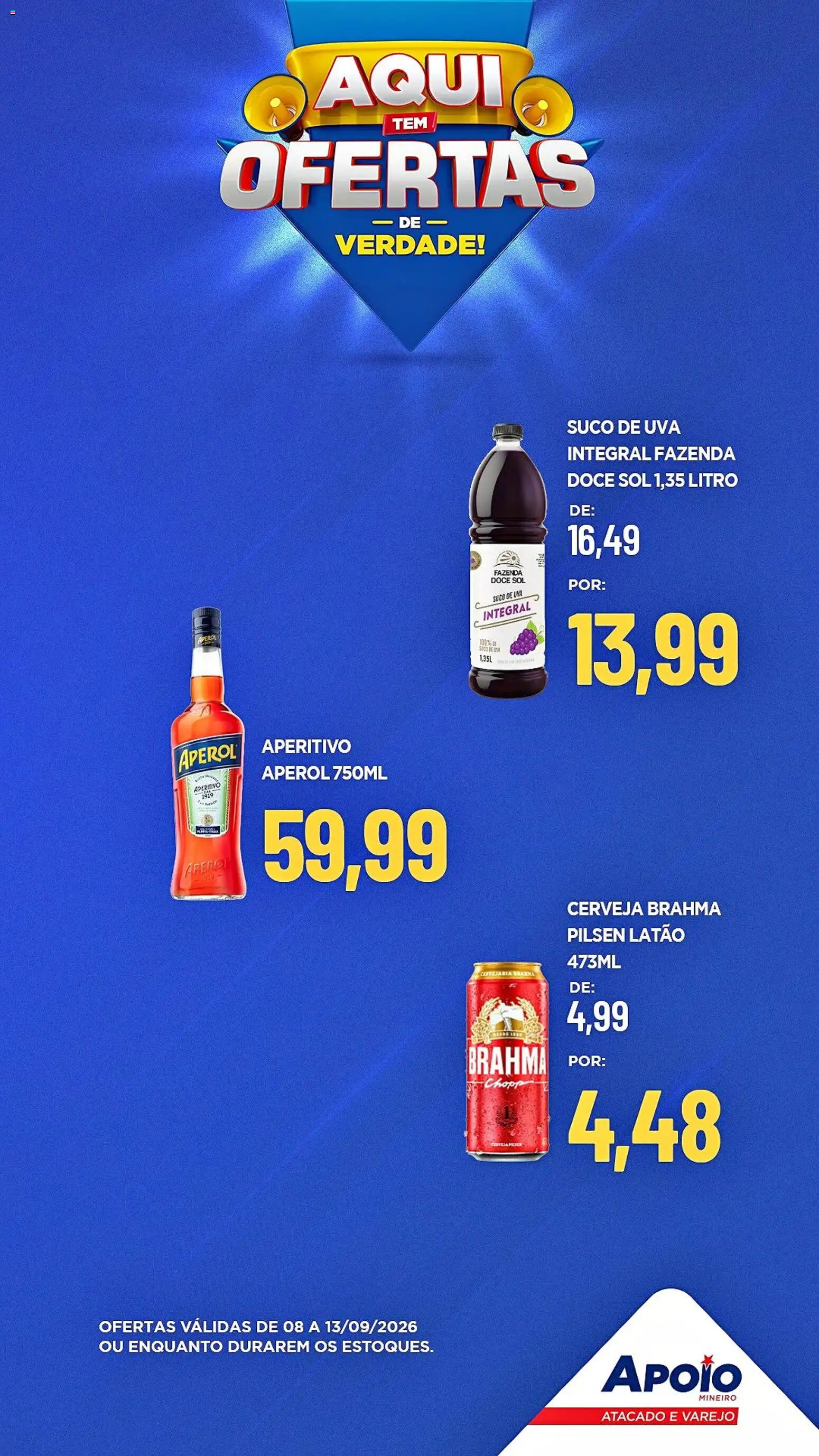 Apoio Mineiro Folheto - válido de 08/09/2026 | Página: 8 | Produtos: Aperol, Suco, Cerveja, Doce