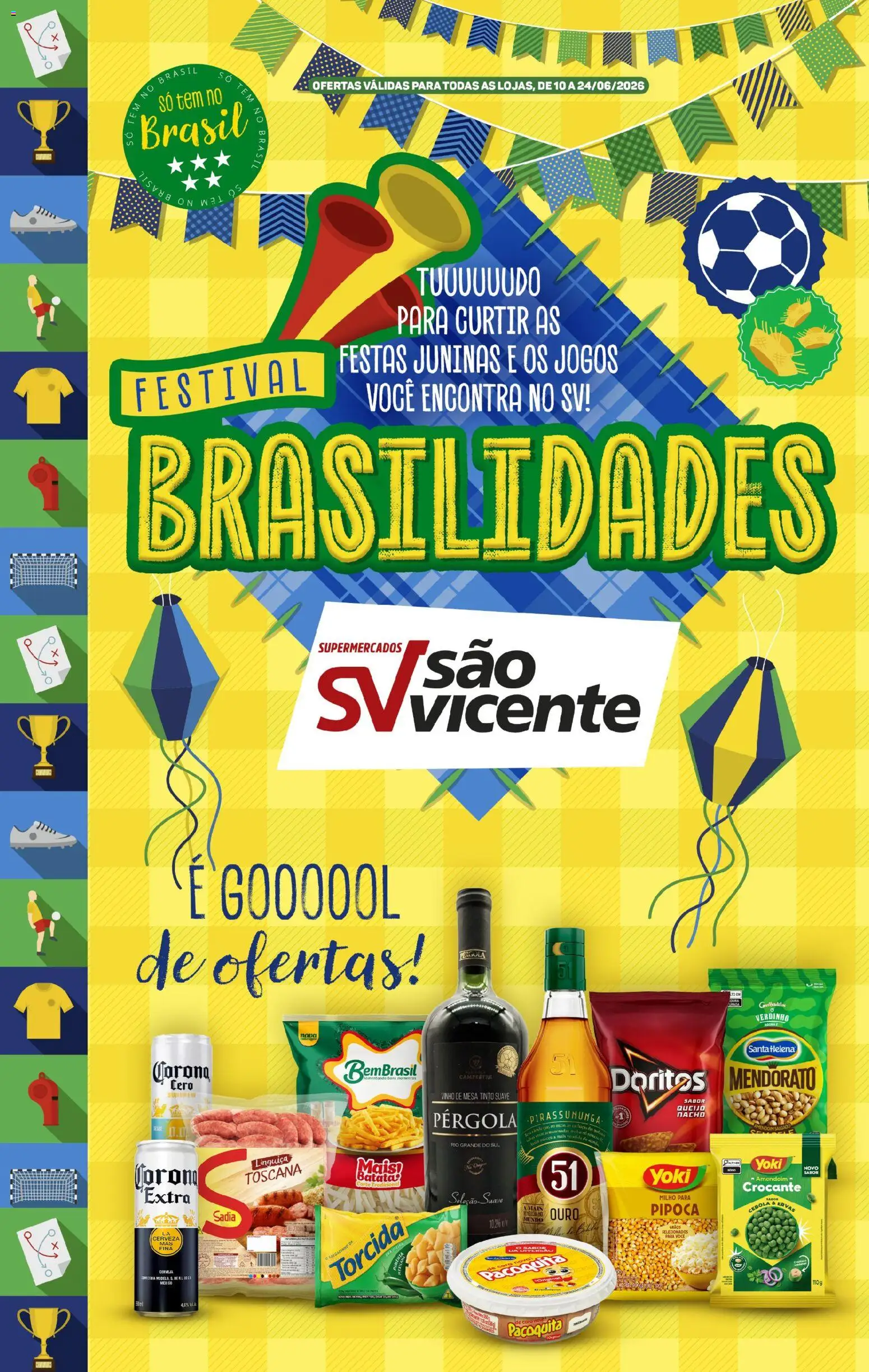 Supermercados São Vicente Folheto - válido de 10.06.2026 | Página: 1 | Produtos: Amendoim, Cebola, Cerveja, Jogos