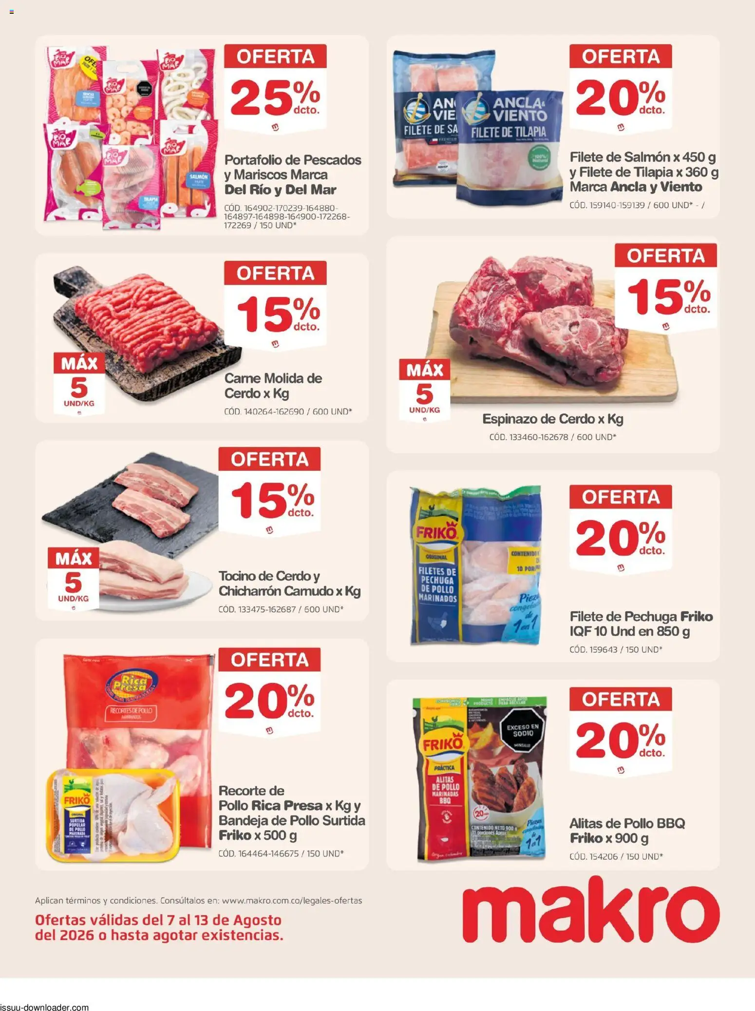 Makro revista - valida desde el 07/08/2026 | Página: 3 | Productos: Bandeja, Mariscos, Salmón, Carne molida de cerdo