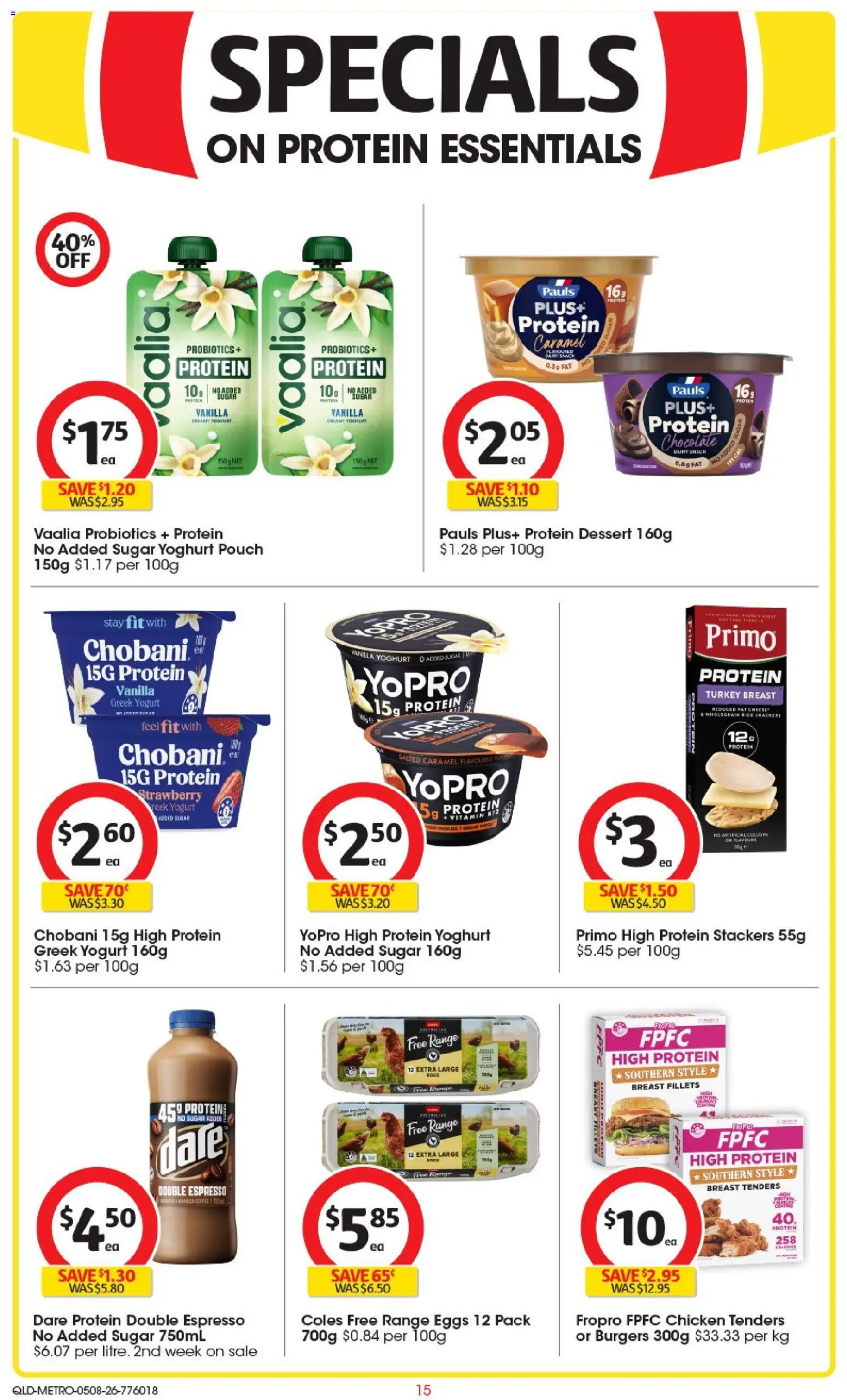 Coles catalogue - valid from 05/08/2026 | Page: 15 | Products: Yoghurt, Eggs, Chicken, Rice