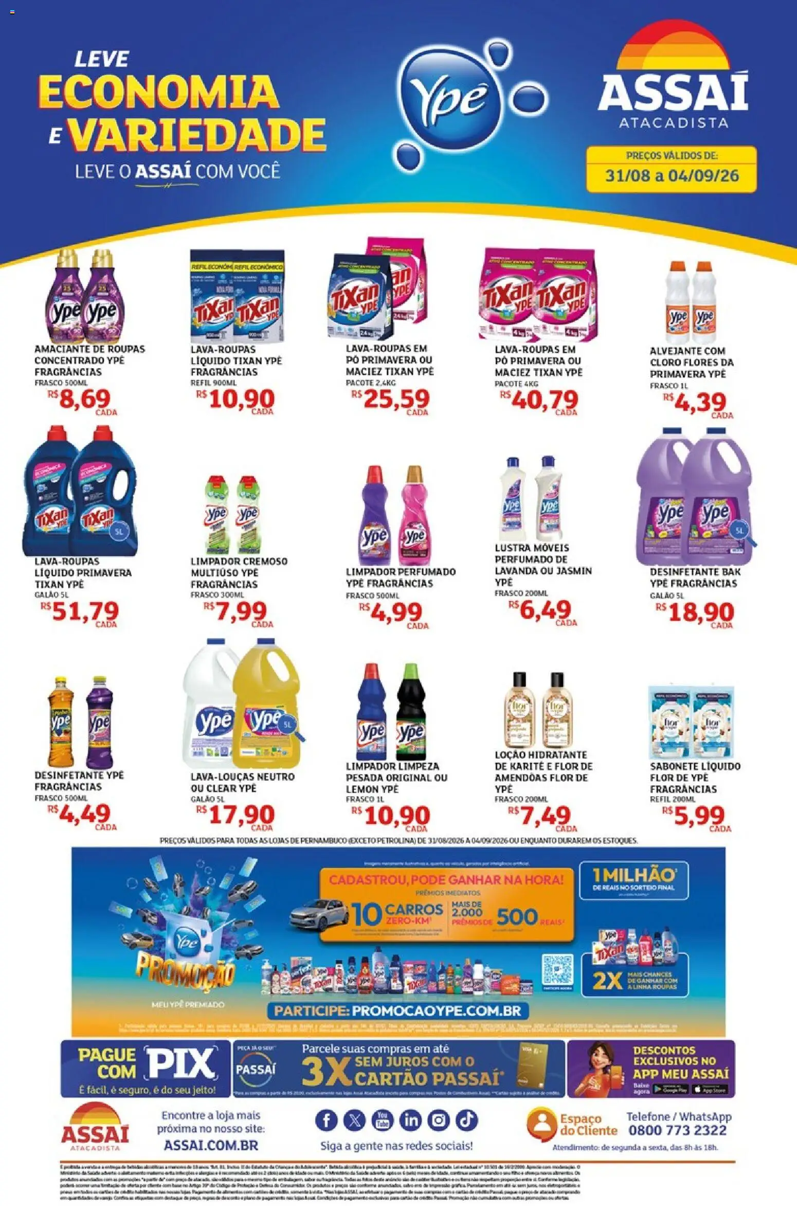 Assaí Atacadista Folheto - válido de 31/08/2026 | Página: 1 | Produtos: Pó, Cloro, Alvejante, Amaciante