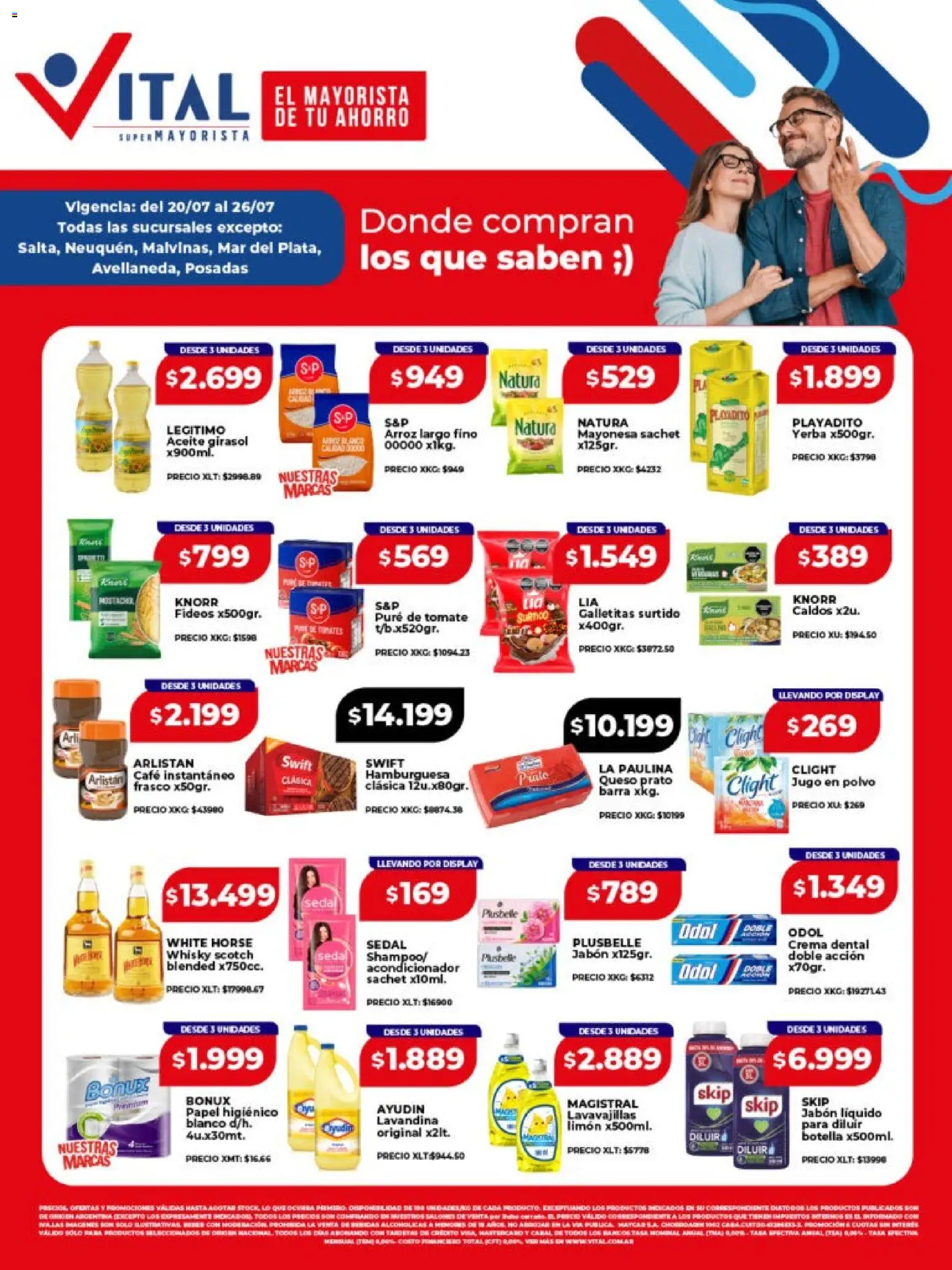 Vital - Ofertas │ válido desde el 20/07/2026 | Página: 1 | Productos: Botella, Galletitas, Aceite, Jabón líquido