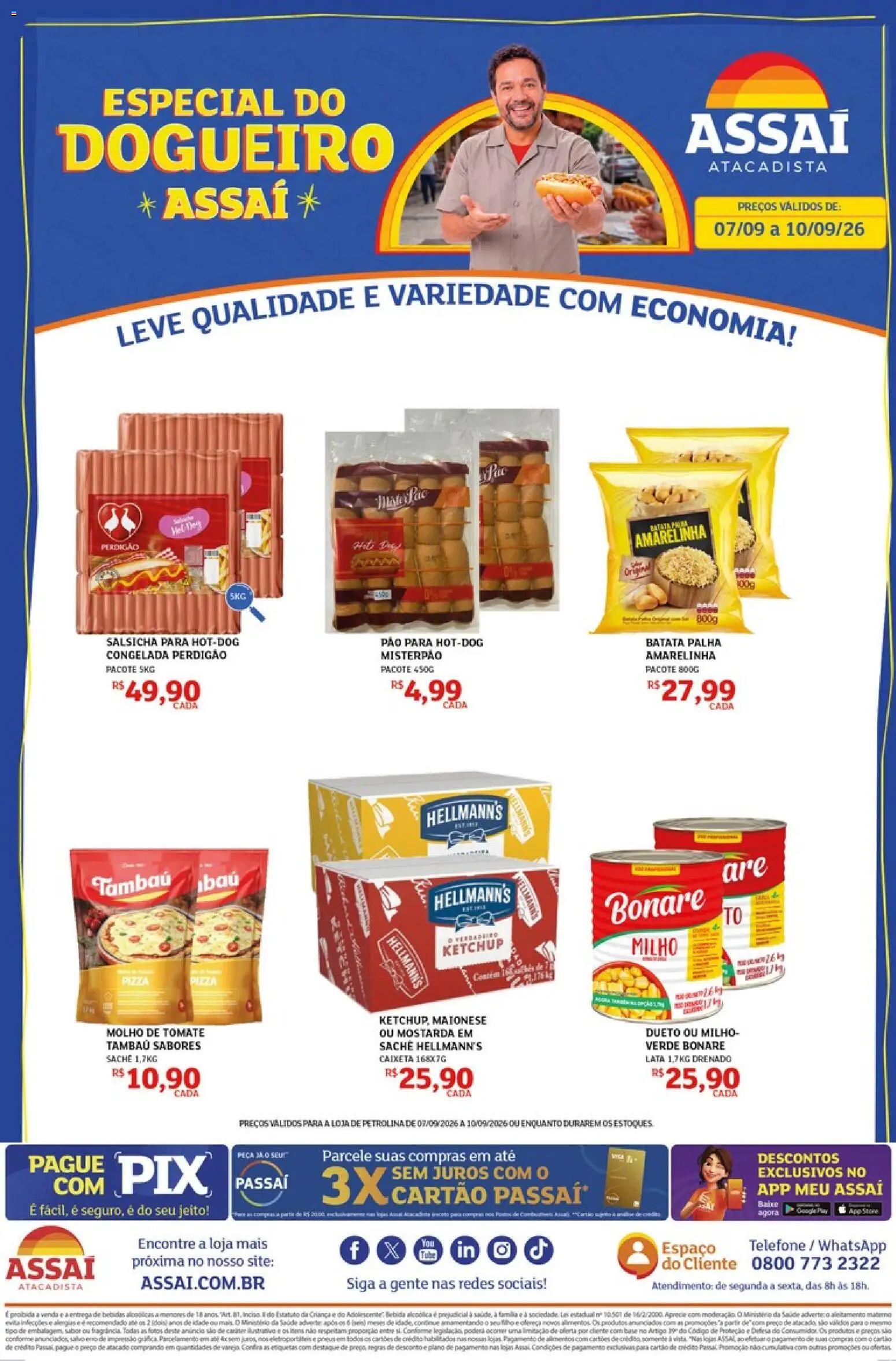 Assaí Atacadista Folheto - válido de 07/09/2026 | Página: 1 | Produtos: Bebidas, Alimentos, Ketchup, Telefone
