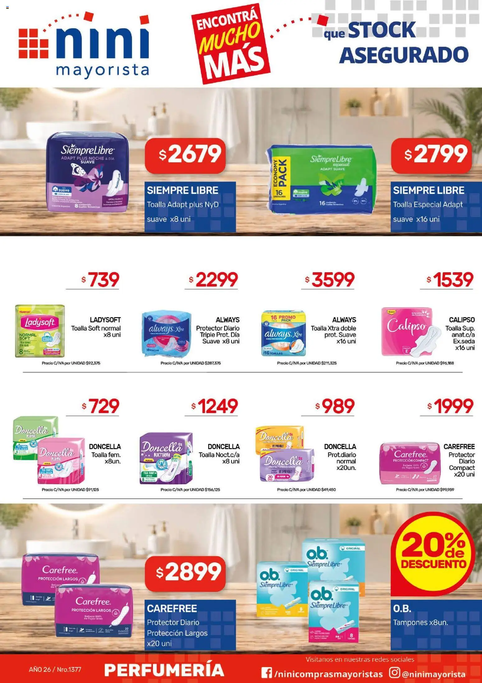 NINI Mayorista catálogo │ válido desde el 14/09/2026 | Página: 7 | Productos: Tampones, Toalla, Toallas