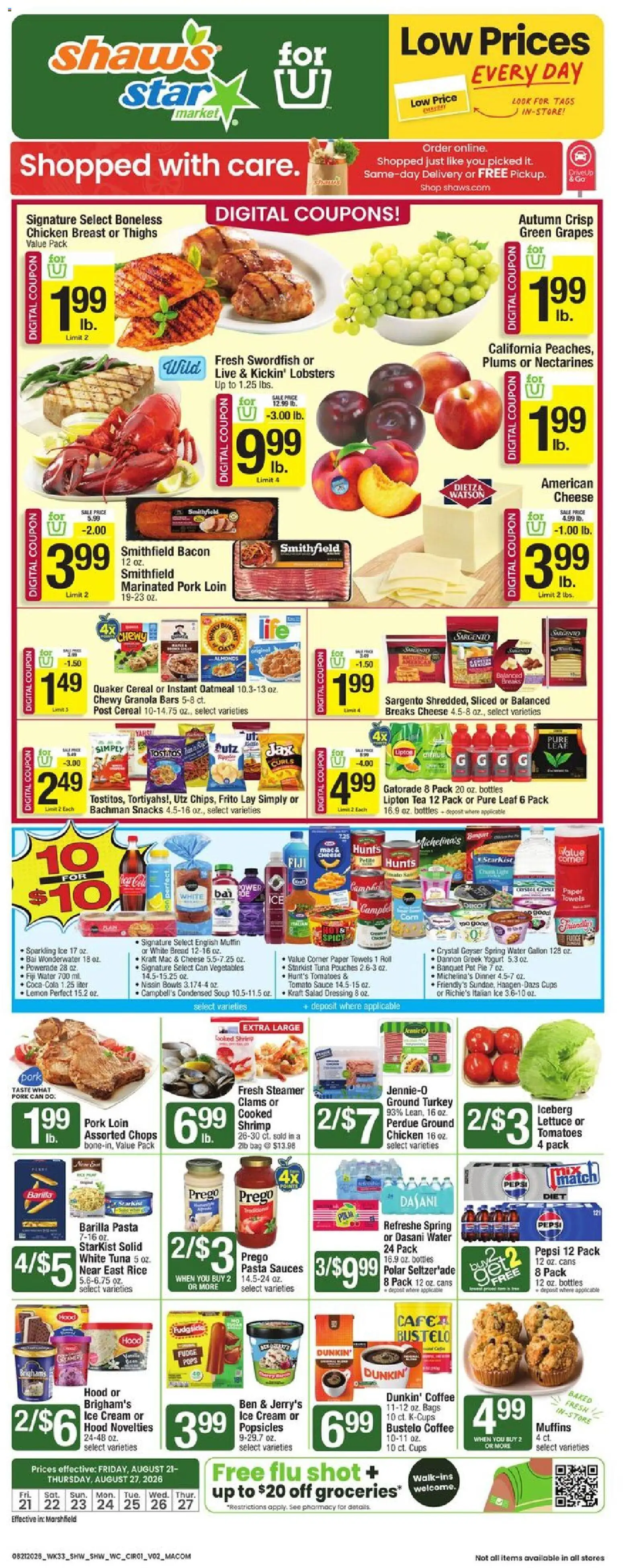 Star Market Weekly Ad - MA - valid from 08/21/2026 | Page: 1 | Products: Nectarines, Salad, Lemon, Snacks