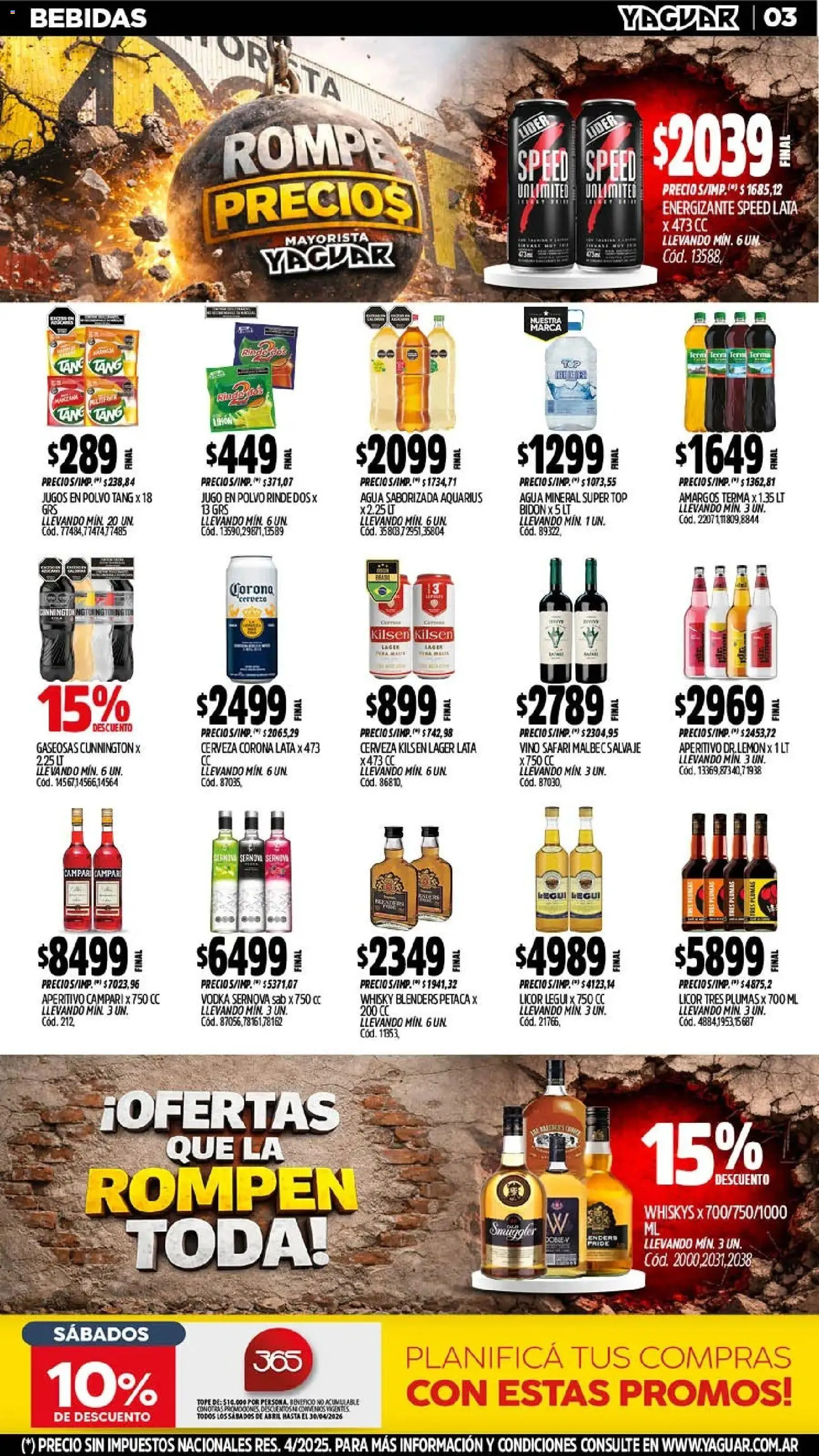 Yaguar catálogo │ válido desde el 13.04.2026 | Página: 3 | Productos: Whisky, Polvo, Agua, Cerveza