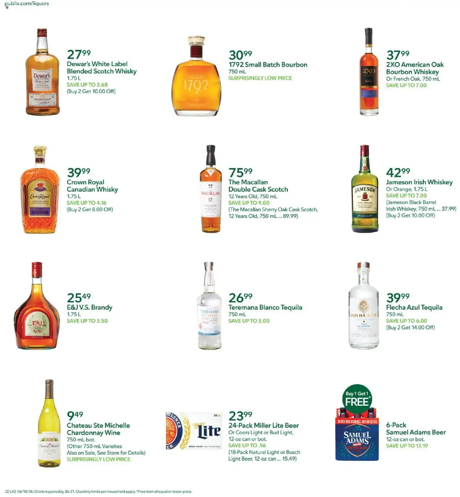 Publix Liquors - valid from 18.06.2026 | Page: 2 | Products: Wine, Beer, Bourbon, Whiskey