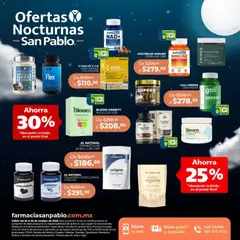 Vista previa de Farmacia San Pablo catálogo Ofertas Nocturnas Ahorra 30%, nuevo folleto de la tienda, válido en México a partir del 16/10/2026