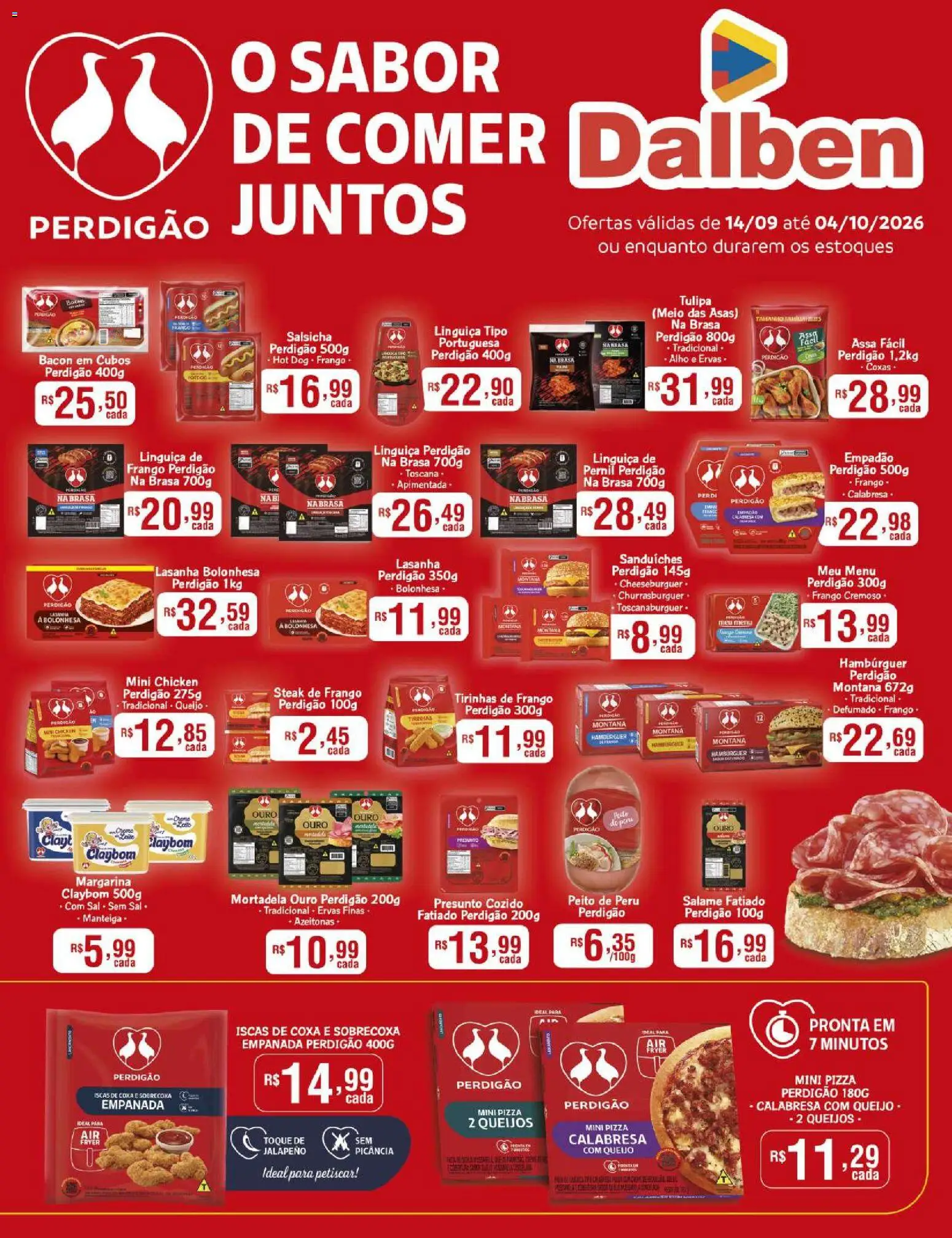 Supermercado Dalben Folheto - válido de 14/08/2026 | Página: 1 | Produtos: Linguiça, Pernil, Pizza, Bacon