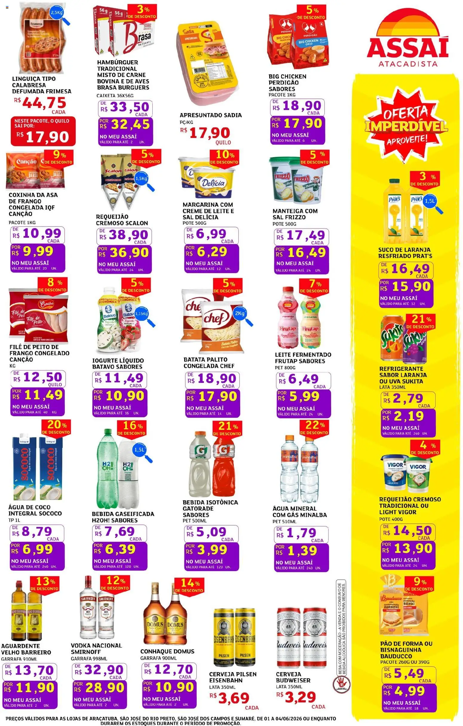 Assaí Atacadista Folheto - válido de 01.06.2026 | Página: 3 | Produtos: Coco, Conhaque, Cerveja, Carne