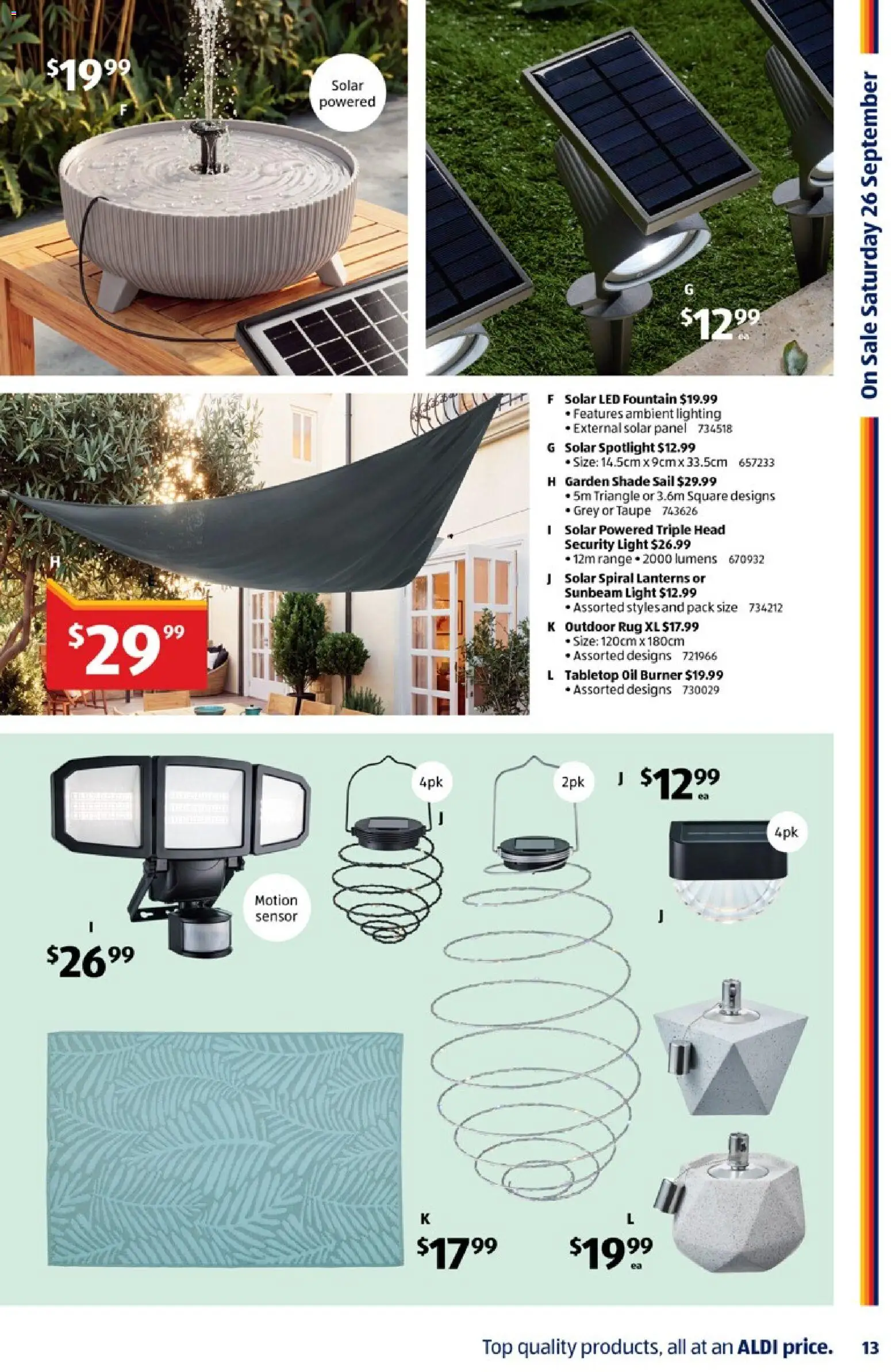 Aldi catalogue - valid from 23/09/2026 | Page: 13 | Products: Rug, Light, Lanterns, Lighting