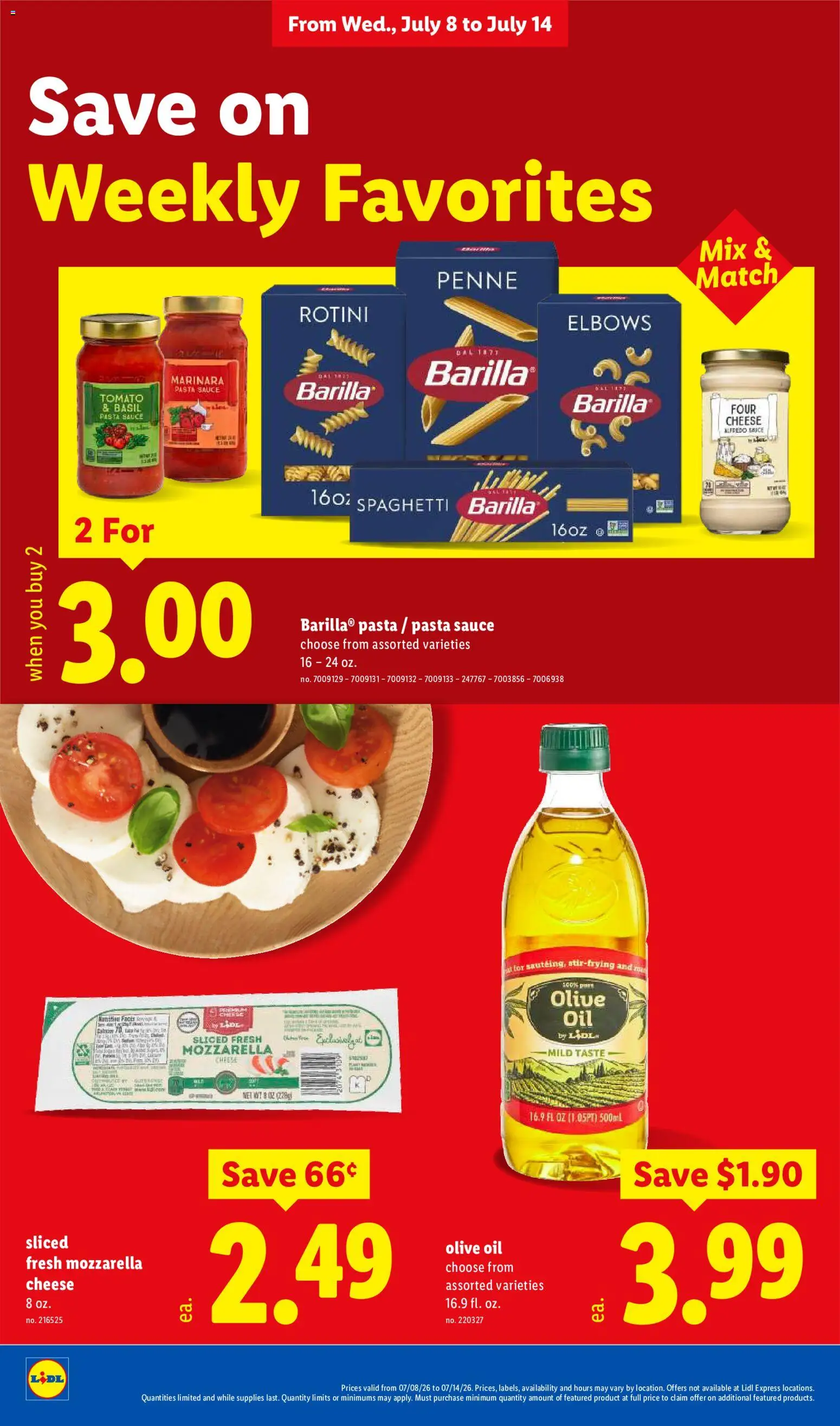 Lidl Weekly Ad - valid from 07/08/2026 | Page: 18 | Products: Oil, Olive oil, Mozzarella, Spaghetti