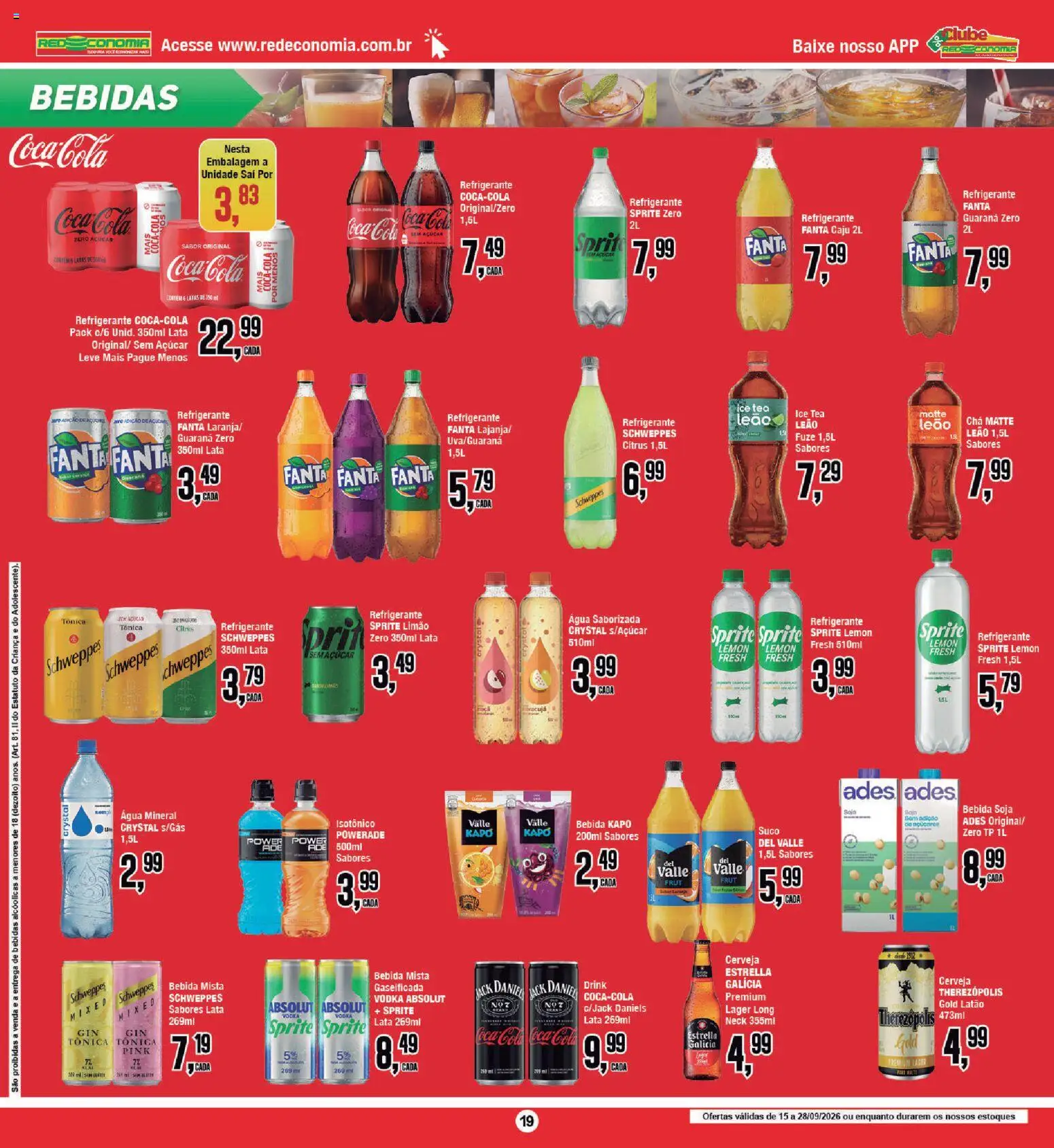 RedEconomia Folheto - válido de 14/09/2026 | Página: 19 | Produtos: Ice tea, Bebidas, Água saborizada, Refrigerante