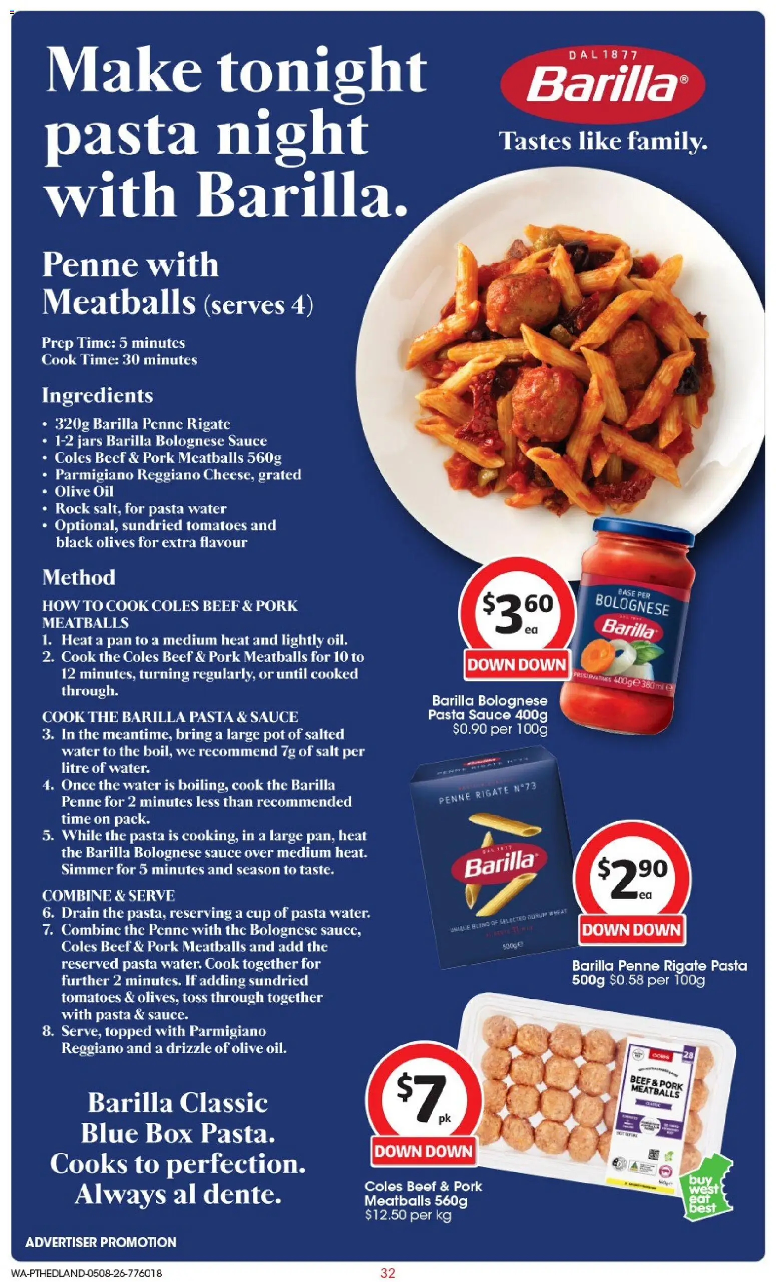 Coles catalogue - valid from 05/08/2026 | Page: 32 | Products: Tomatoes, Pasta, Water, Wheat