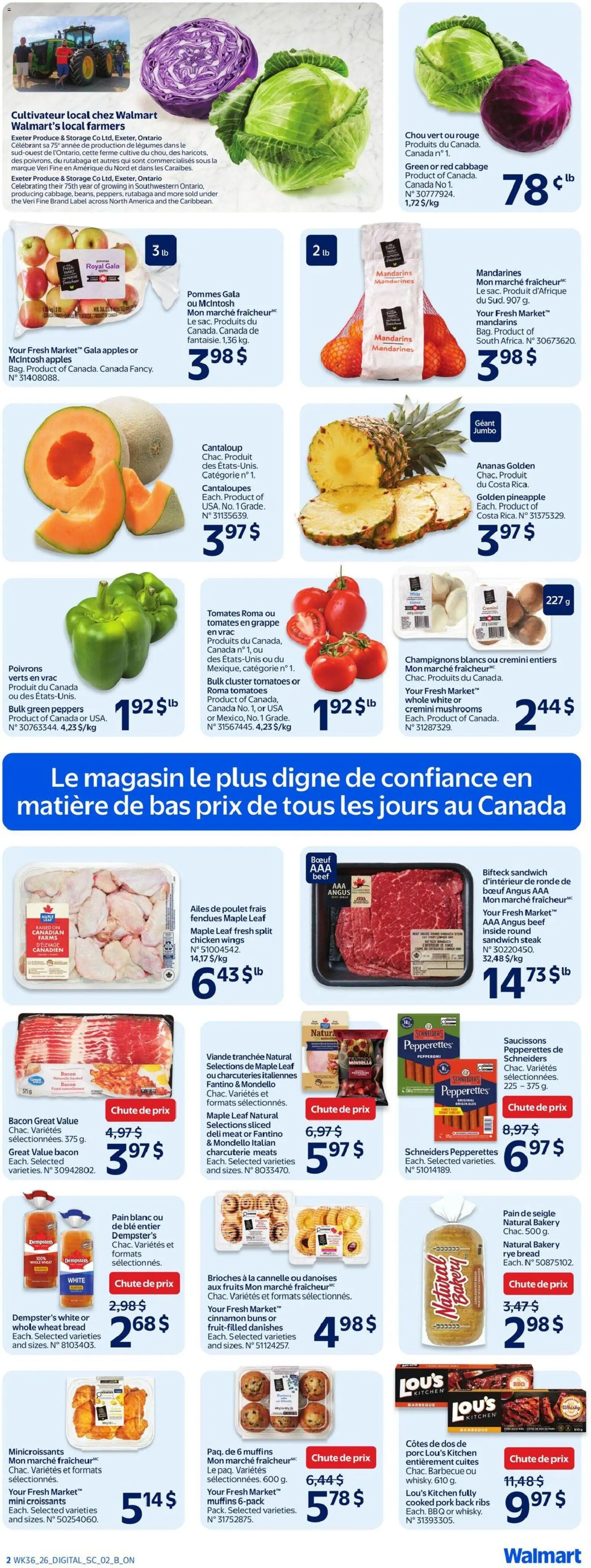 Walmart flyer valid from Oct 1, 2026 | Page: 12 | Products: Bacon, Muffins, Steak, Chicken