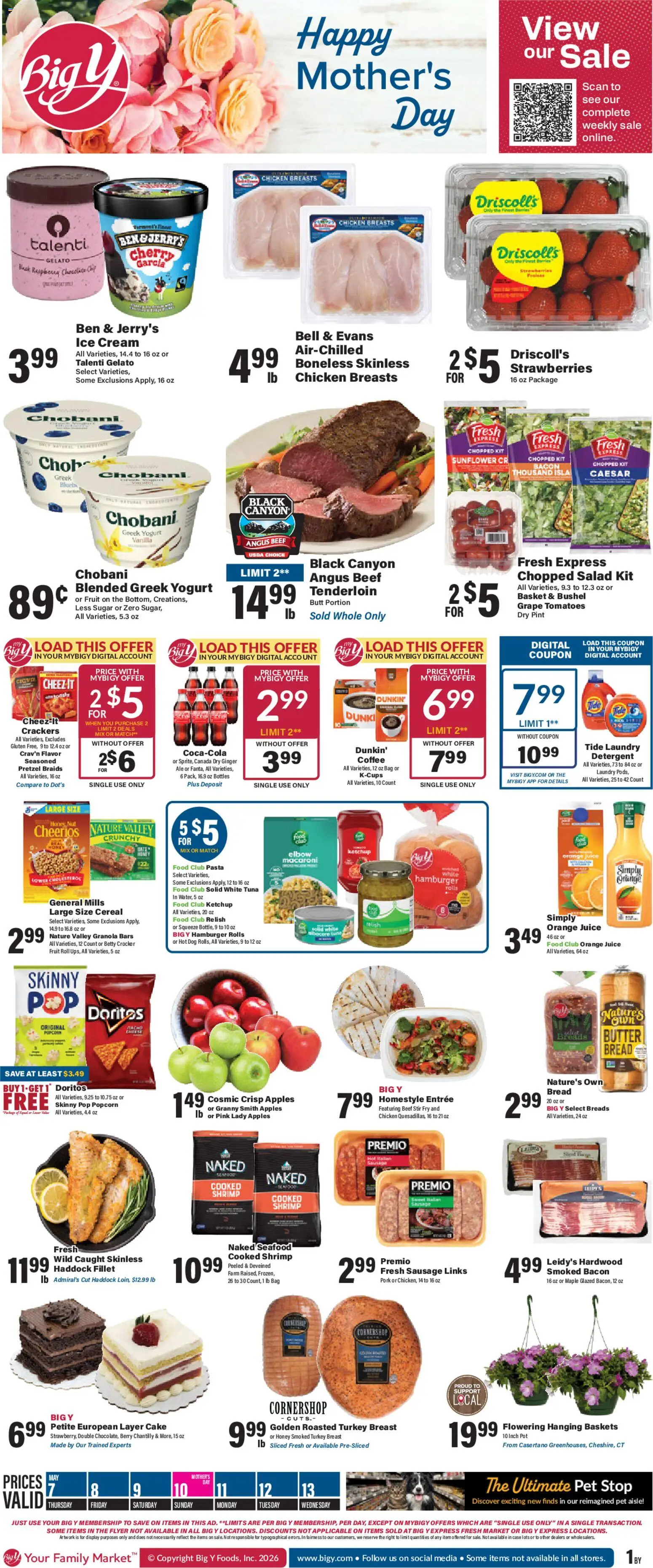 Big Y Weekly Ad - valid from 07.05.2026 | Page: 1 | Products: Ginger, Beef, Strawberries, Bag