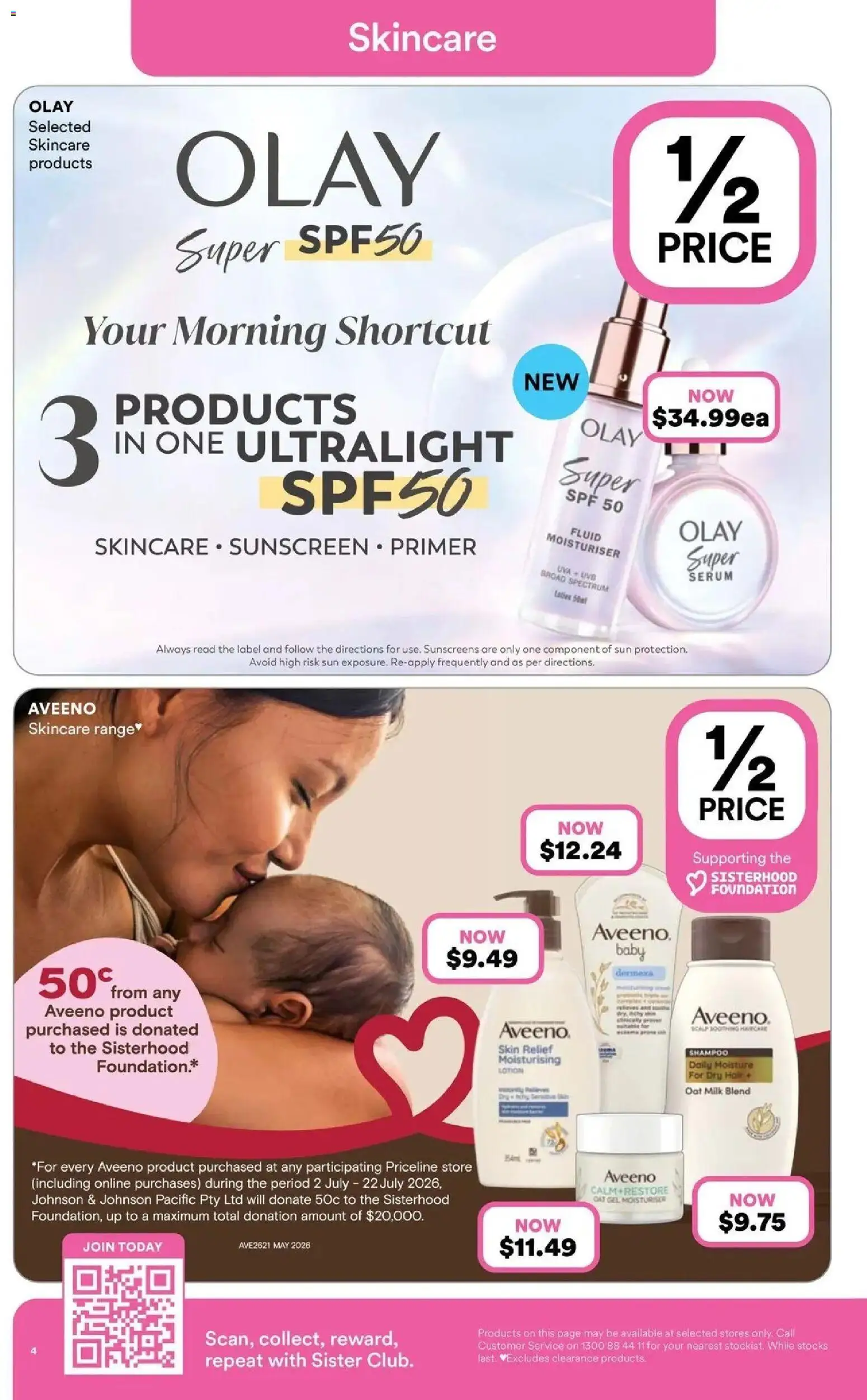 Priceline Pharmacy catalogue - valid from 01/07/2026 | Page: 4 | Products: Sunscreen, Lotion, Moisturiser, Foundation