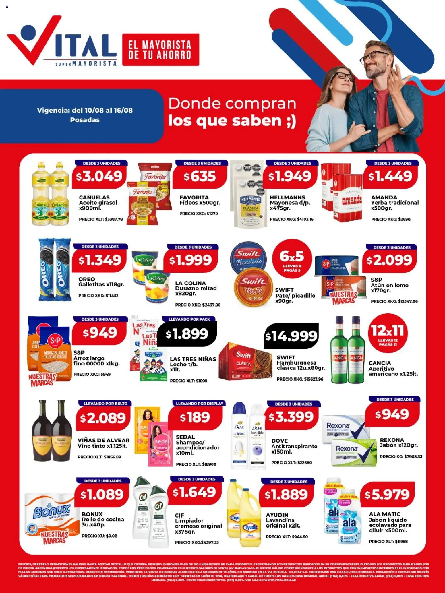Vital - Ofertas Posadas │ válido desde el 10/08/2026 | Página: 1 | Productos: Lomo, Vino tinto, Hamburguesa, Atún